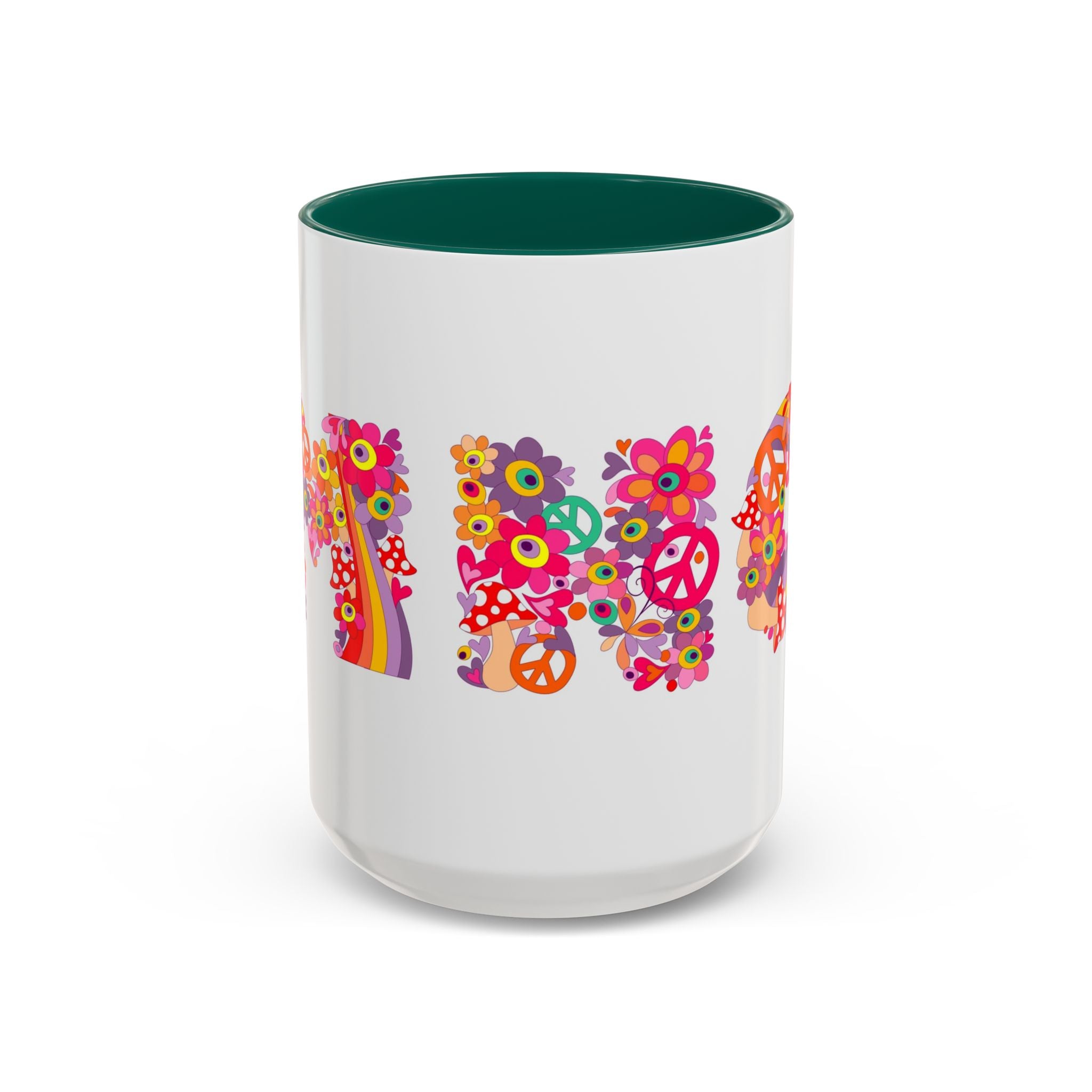 Retro Peace Flower Power Mug | Colorful 70s Hippie Design