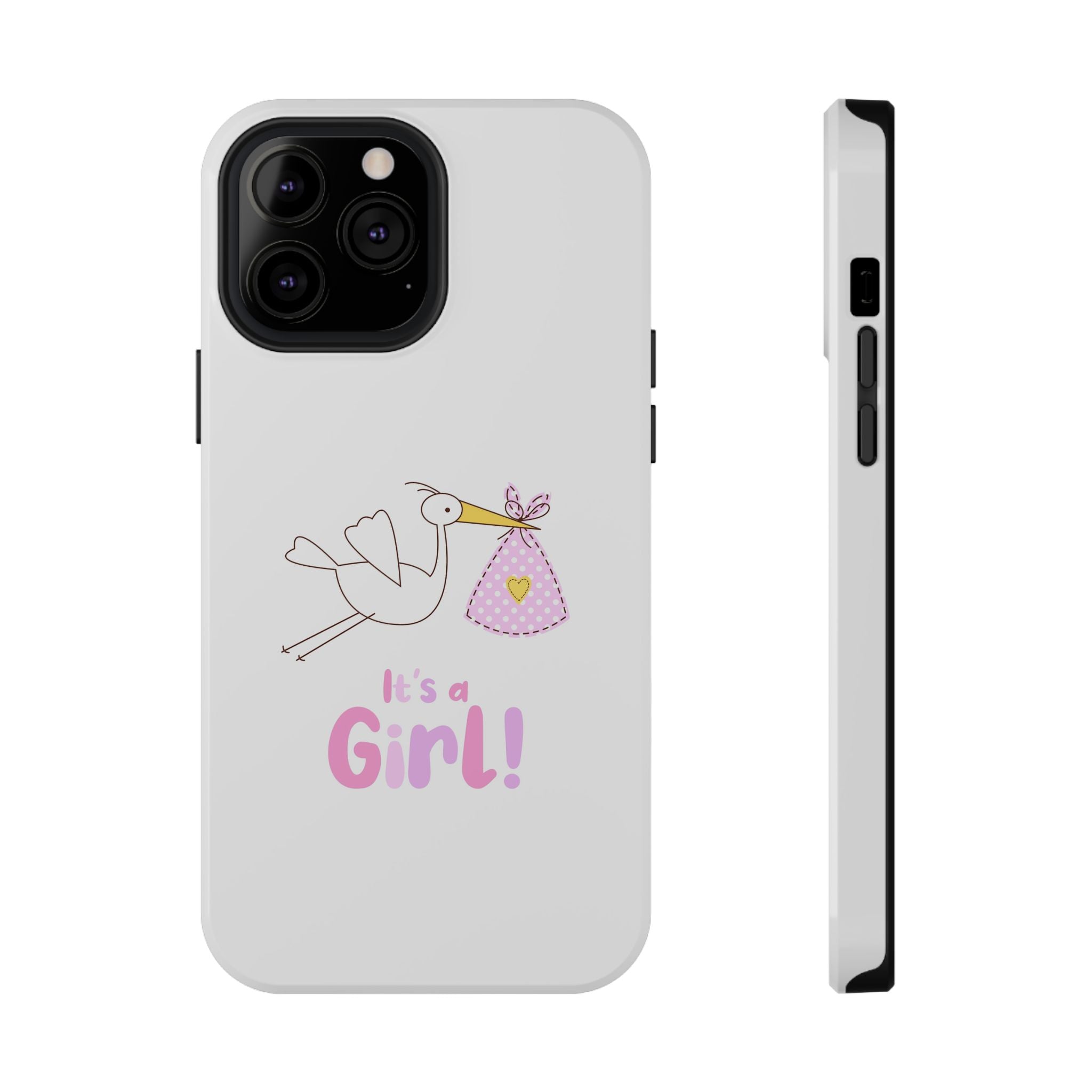 Stork carrying bundle "It's a Girl!" Phone Case | Impact-Resistant Case