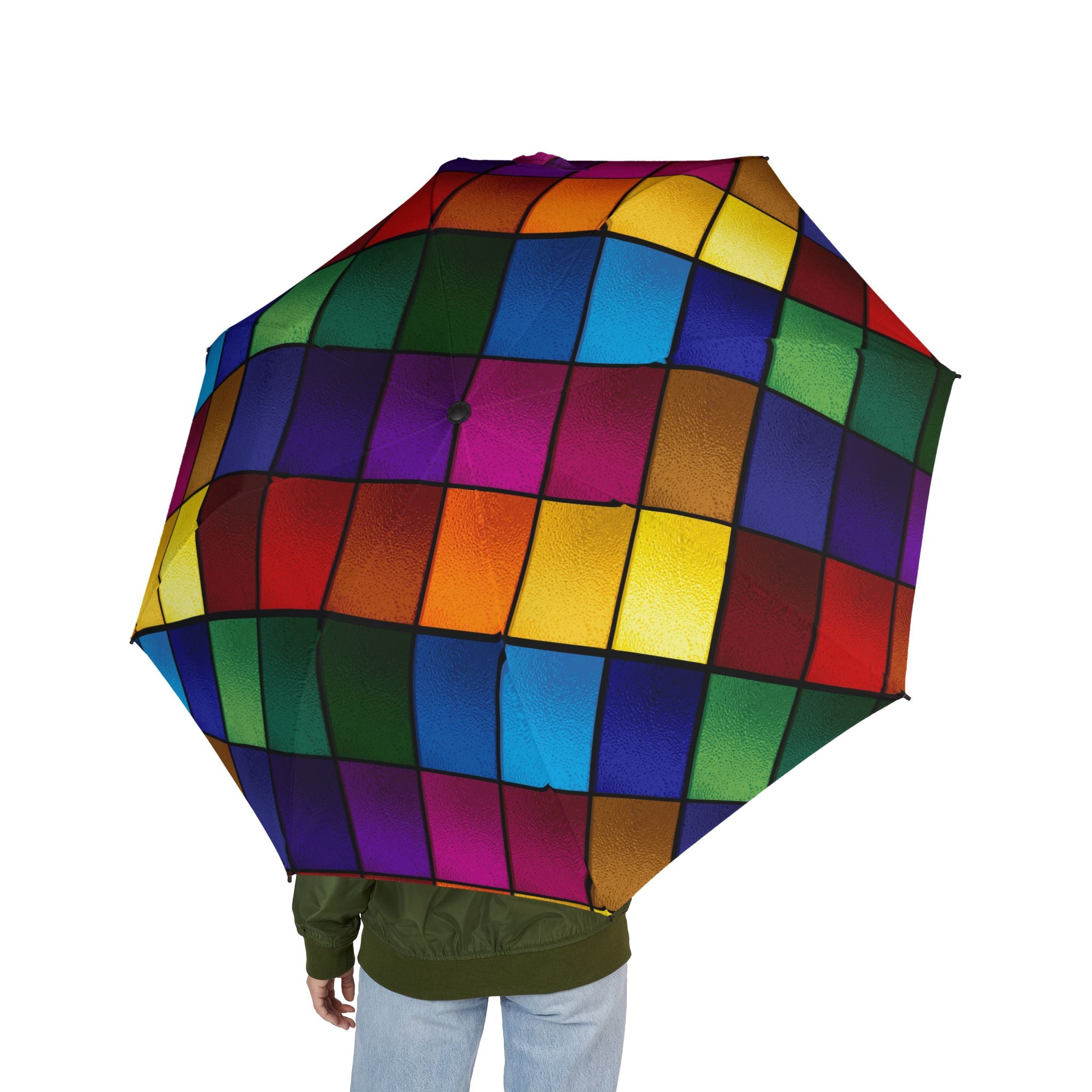 Colorful Mosaic Squares Umbrella | Foldable Rain Umbrella