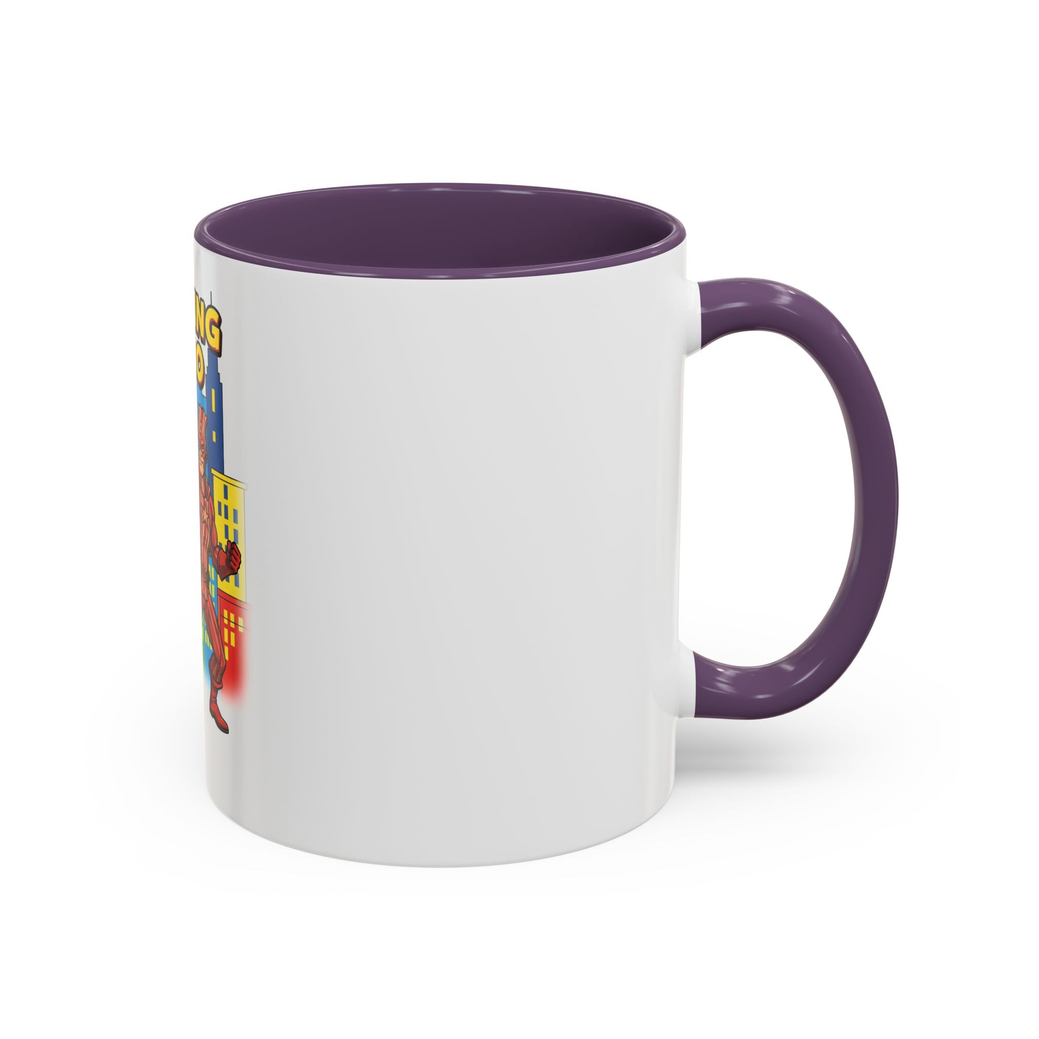 Sizzling Hero Mug | Accent Coffee Mug 11oz 15oz, Superhero City Design