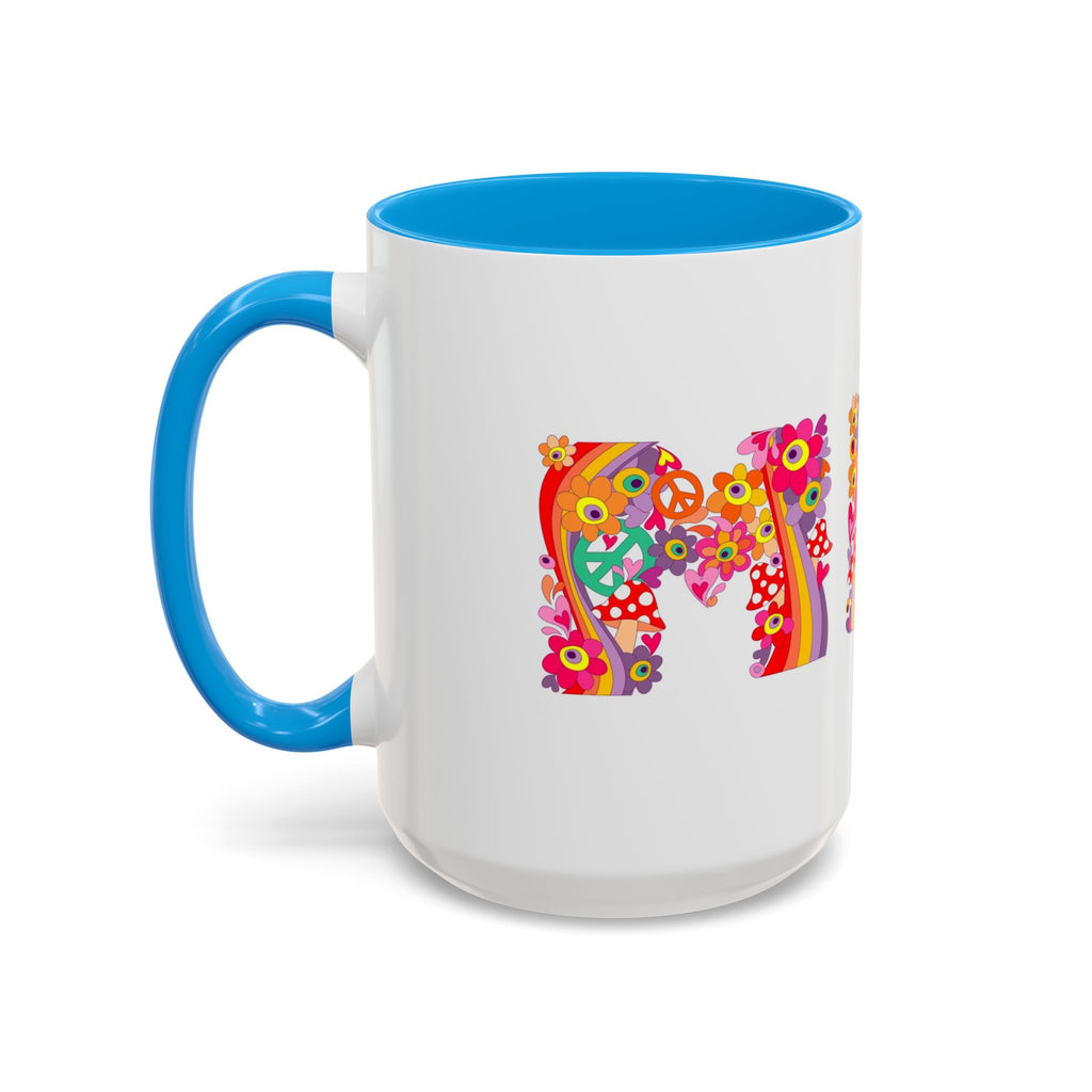 Retro Peace Flower Power Mug | Colorful 70s Hippie Design