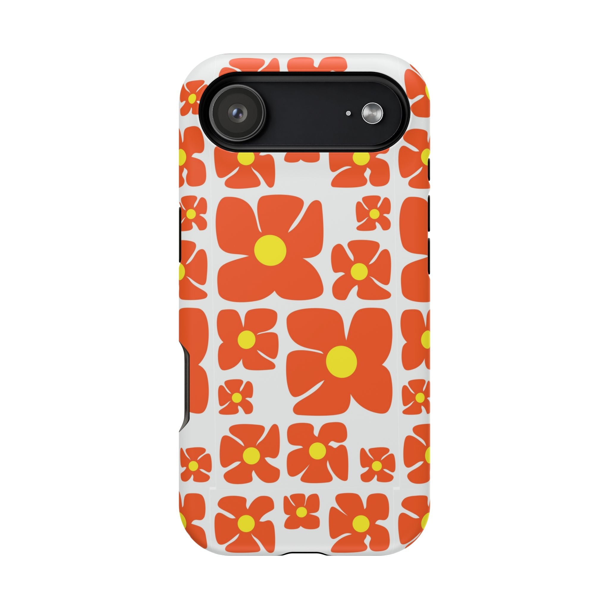 Retro Orange Floral Phone Case | Impact-Resistant Case