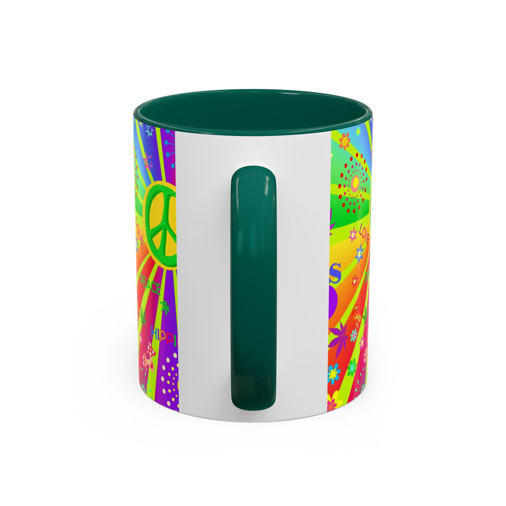 70s Peace Sign Psychedelic Mug | Retro Hippie Rainbow Coffee Cup
