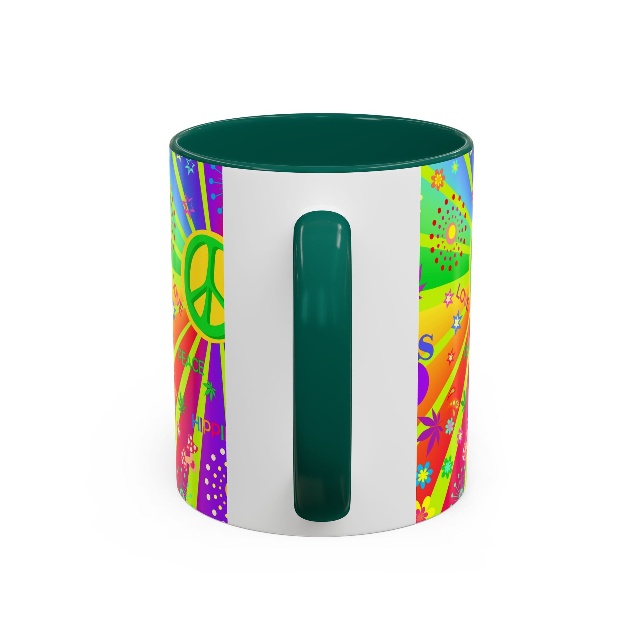 70s Peace Sign Psychedelic Mug | Retro Hippie Rainbow Coffee Cup