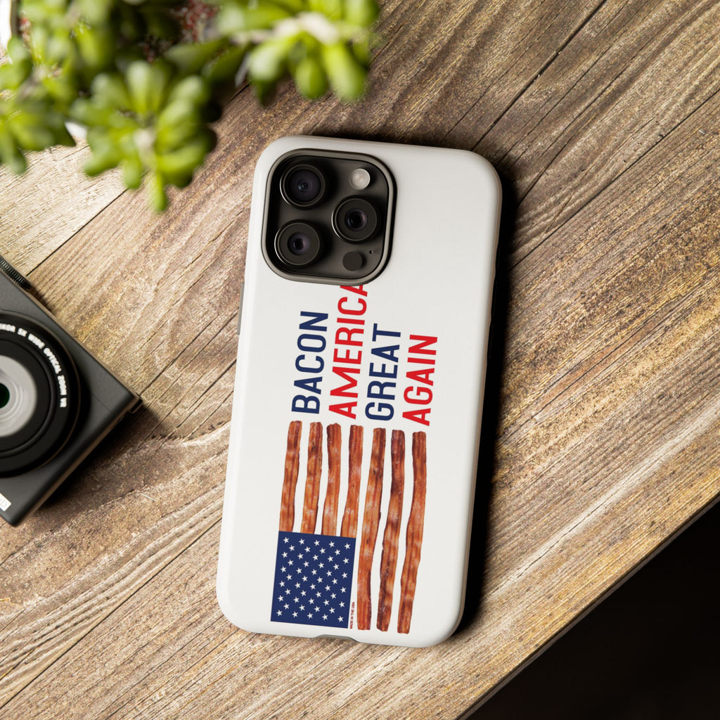 Bacon American Great Again phone case | patriotic bacon flag iPhone case