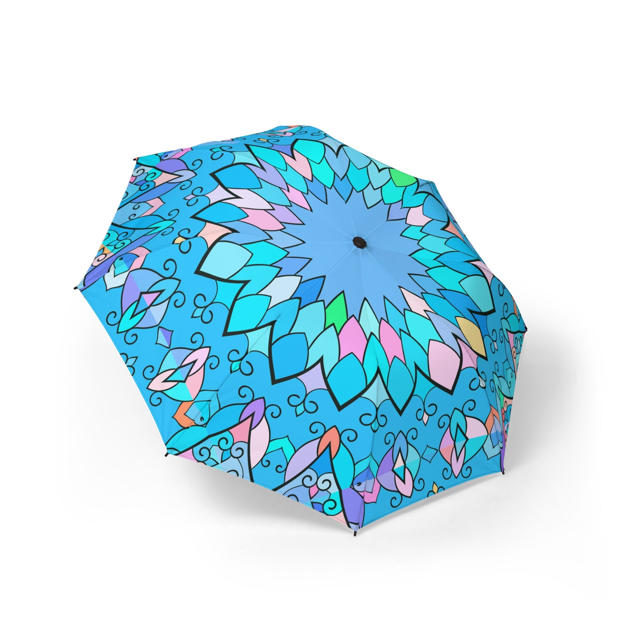 Blue Floral Mandala Umbrella | Foldable Rain Umbrella