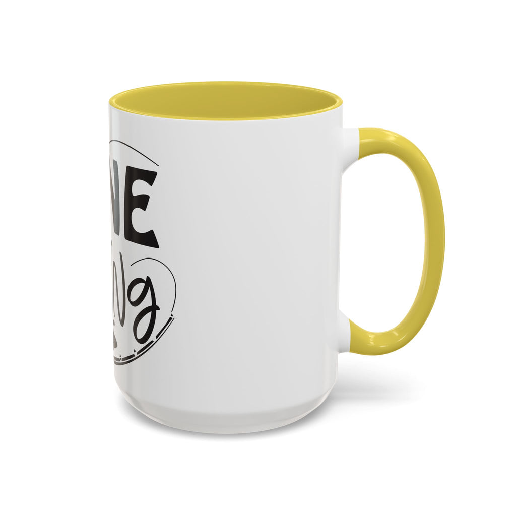 Gone Fishing mug | Fishing typography coffee mug, black handle and rim