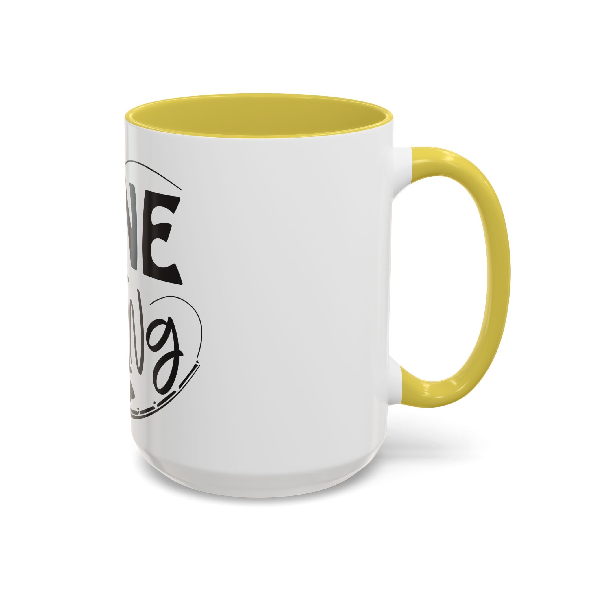 Gone Fishing mug | Fishing typography coffee mug, black handle and rim