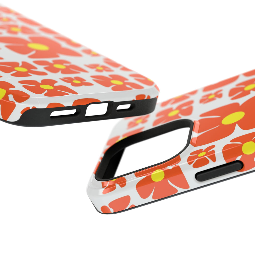 Retro Orange Floral Phone Case | Impact-Resistant Case