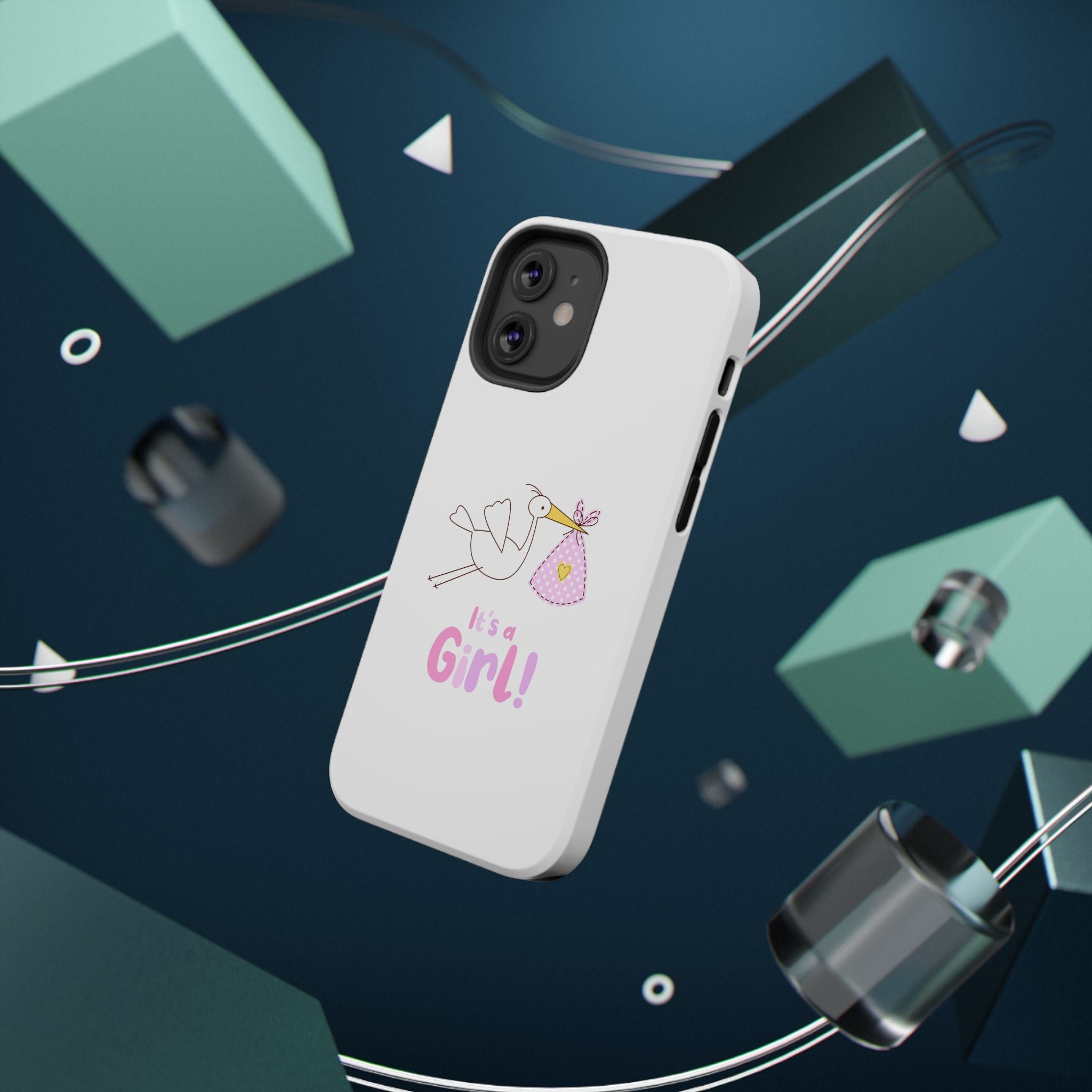 Phone Case - "It's a Girl!" Stork Baby Announcement Impact-Resistant Case