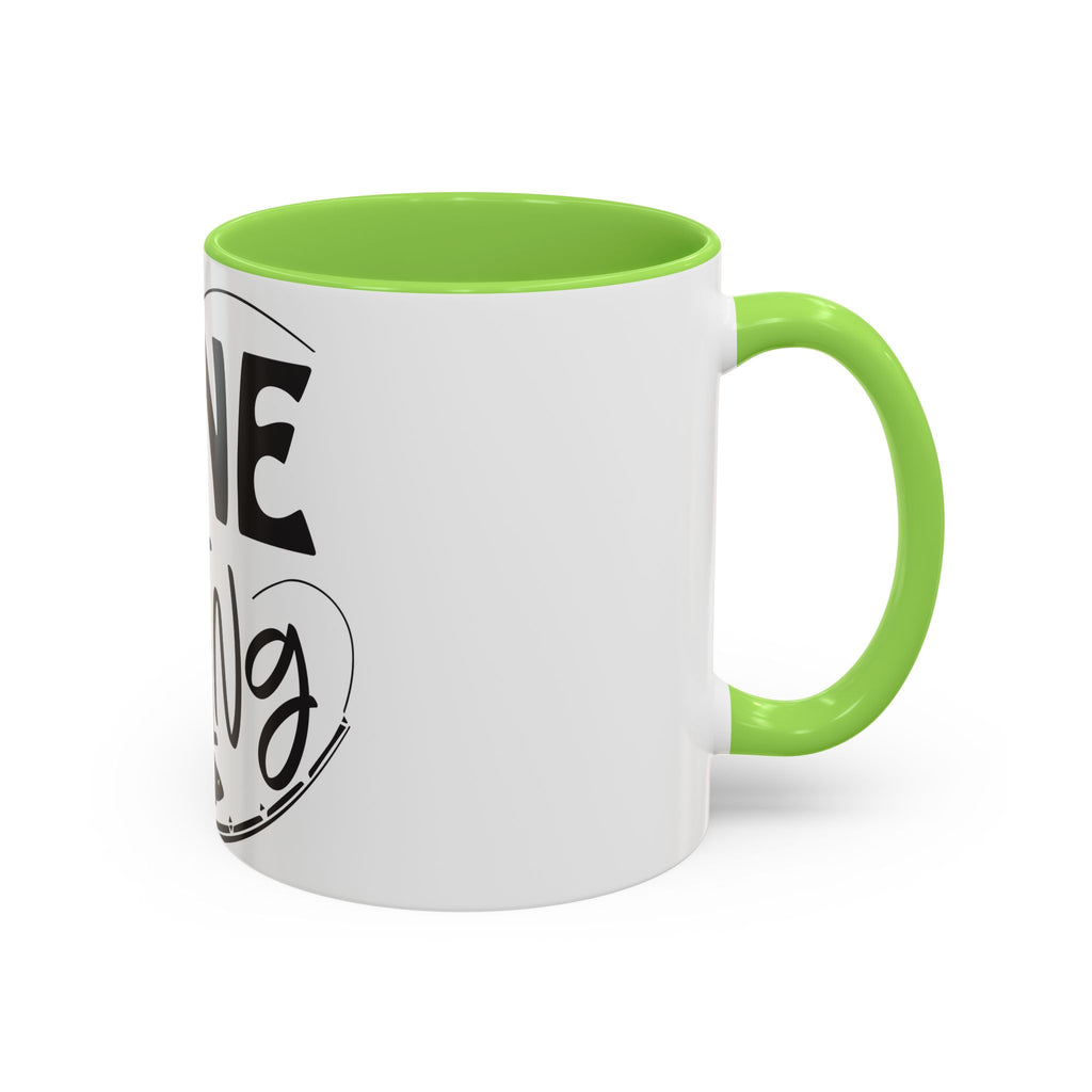 Gone Fishing mug | Fishing typography coffee mug, black handle and rim
