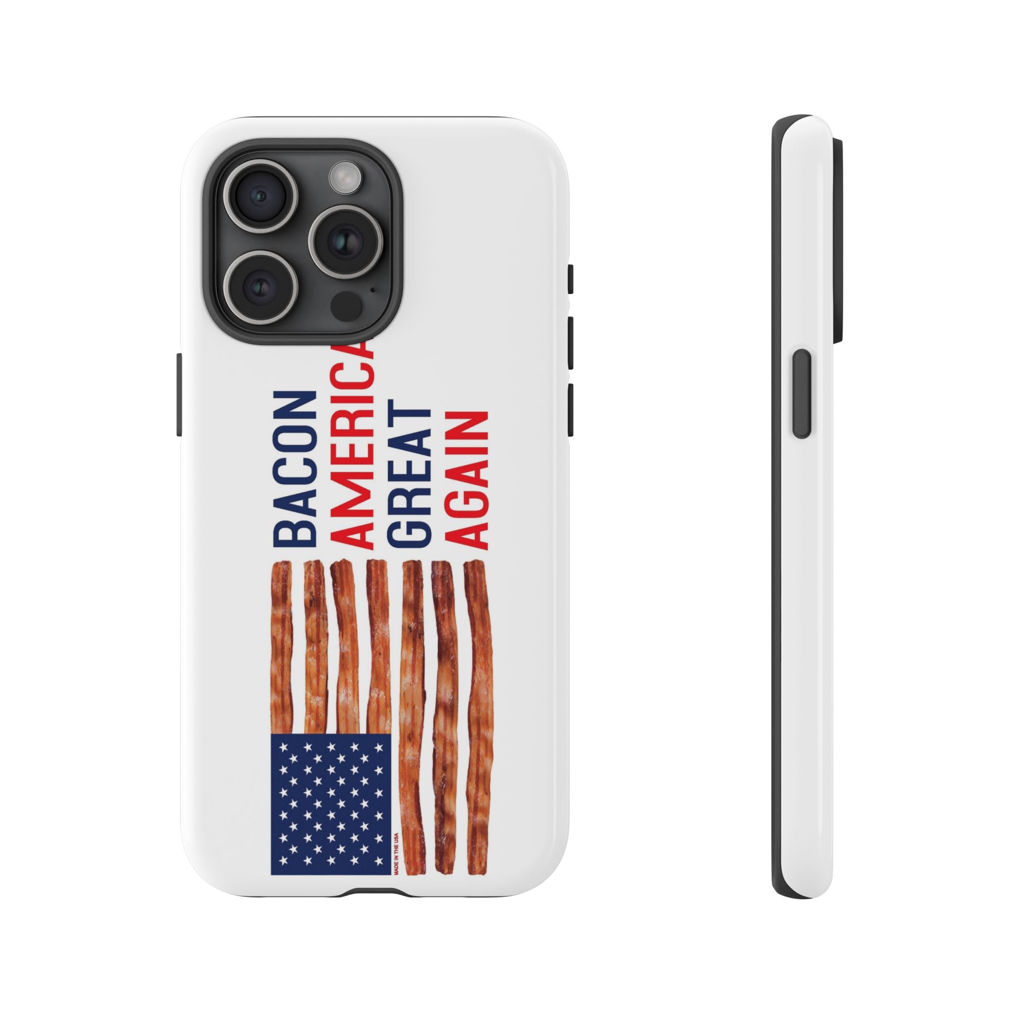 Bacon American Great Again phone case | patriotic bacon flag iPhone case