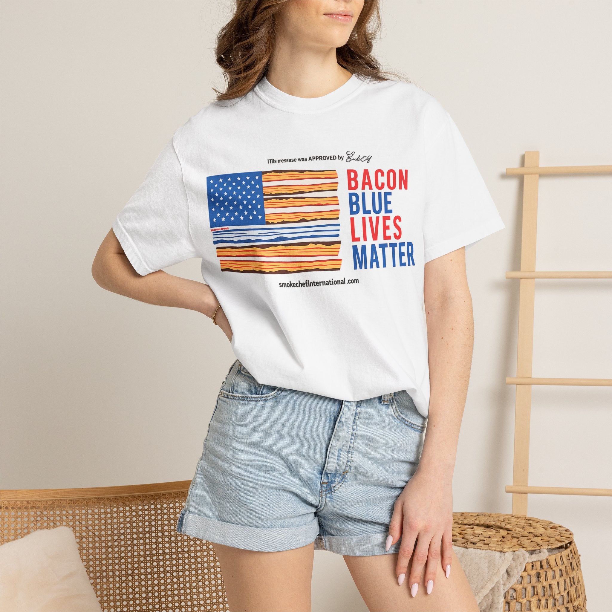 Bacon Blue Lives Matter T-Shirt | American Flag Bacon Strips