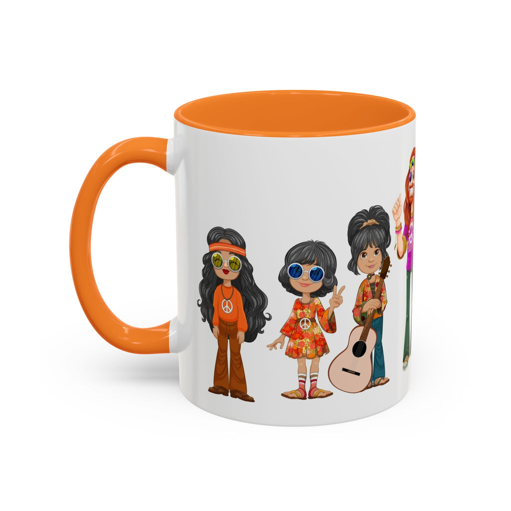 Retro Hippie Characters Mug | 11oz or 15oz Color Accent Ceramic