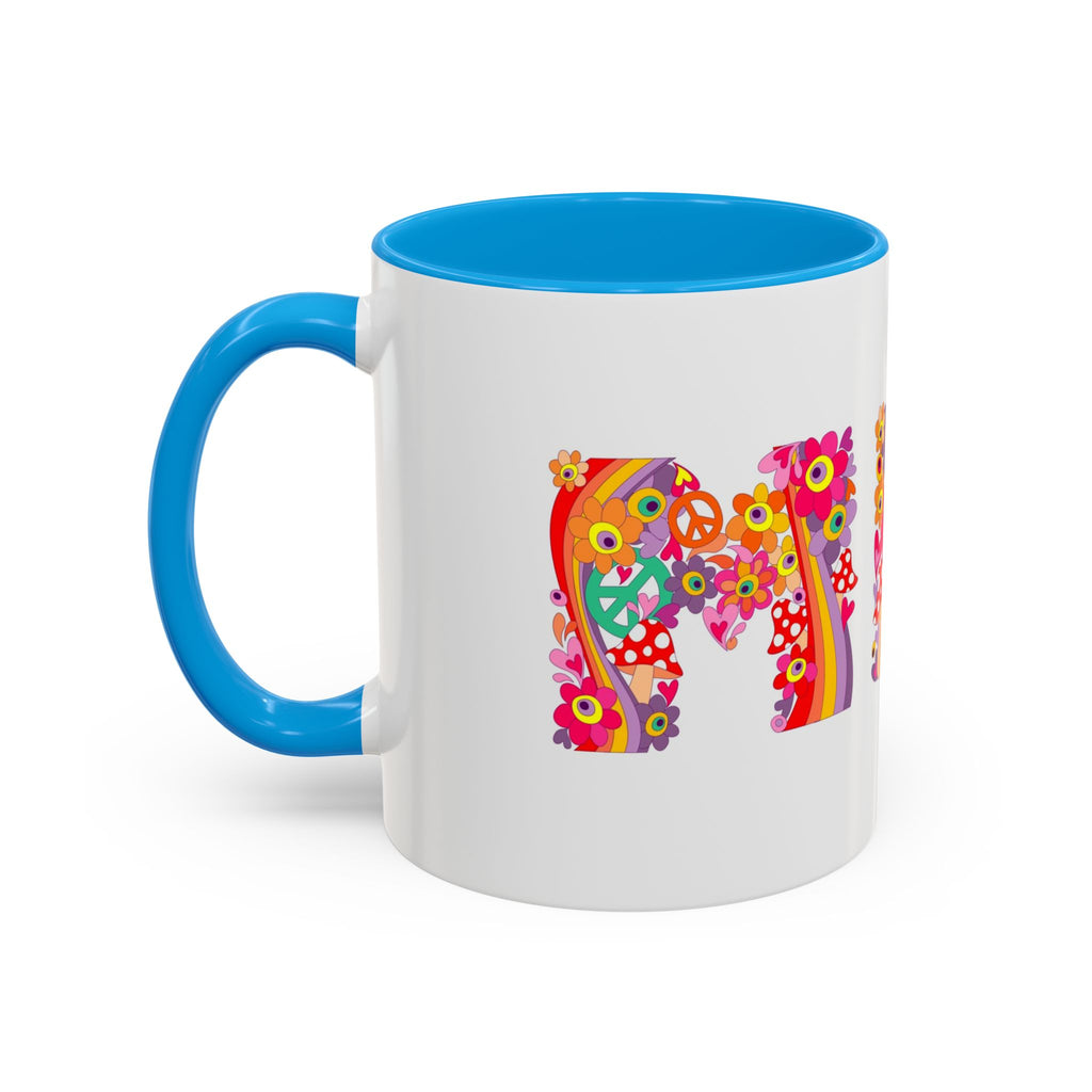 Retro Peace Flower Power Mug | Colorful 70s Hippie Design
