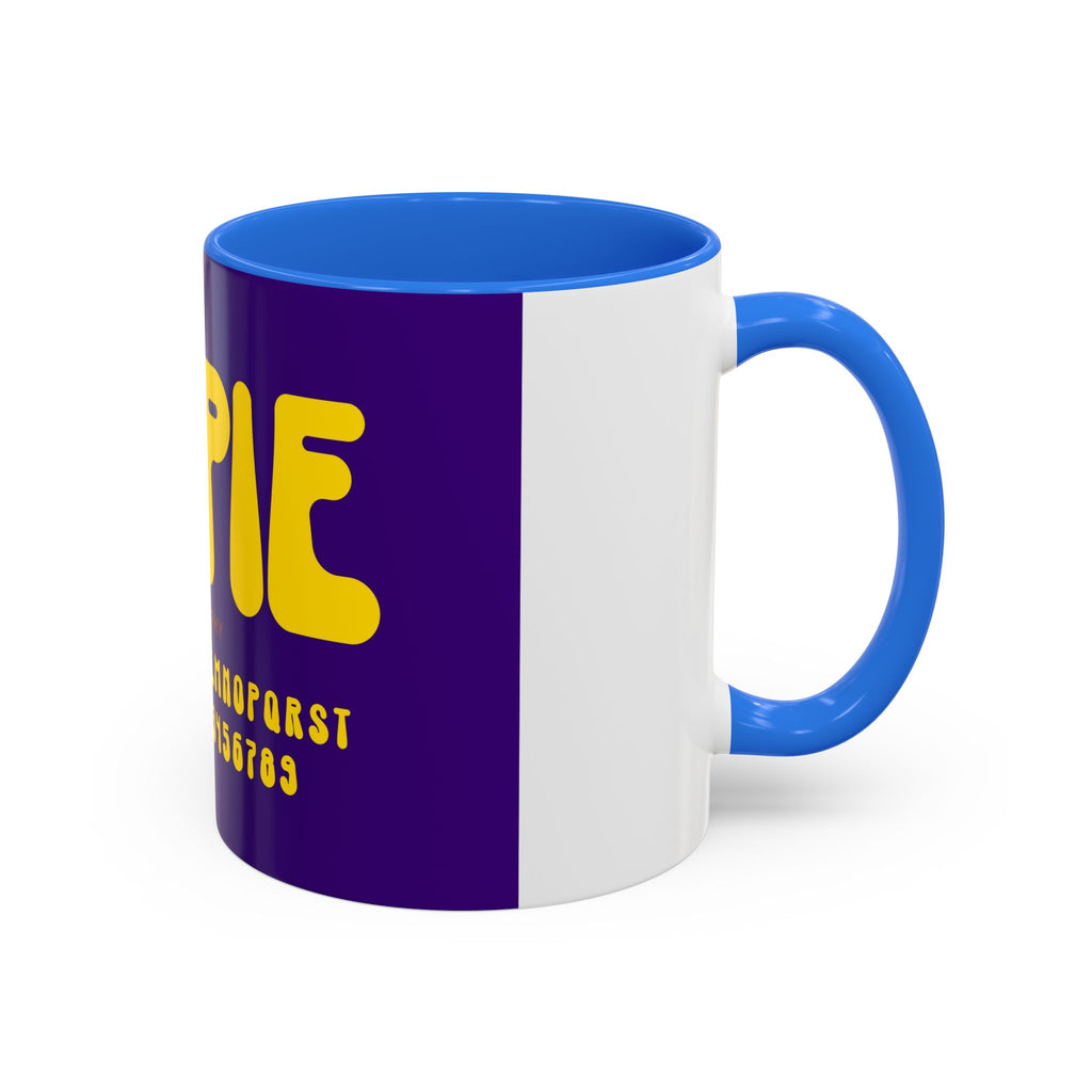 Hippie Typography Mug | Retro 70s Bubble Letters, Purple Yellow 11oz 15oz