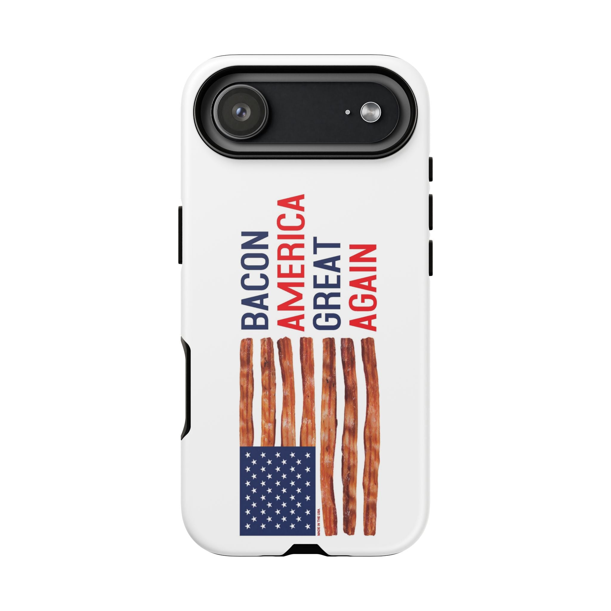 Bacon American Great Again phone case | patriotic bacon flag iPhone case
