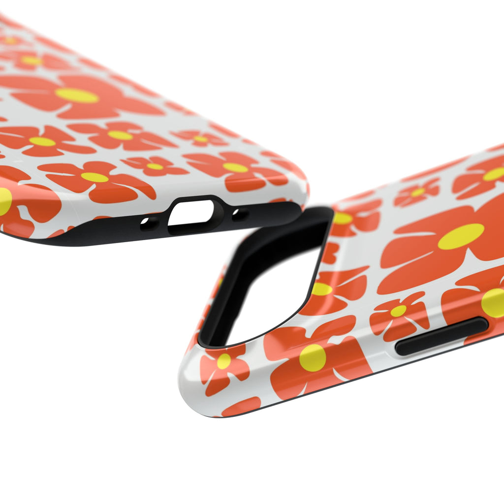 Retro Orange Floral Phone Case | Impact-Resistant Case