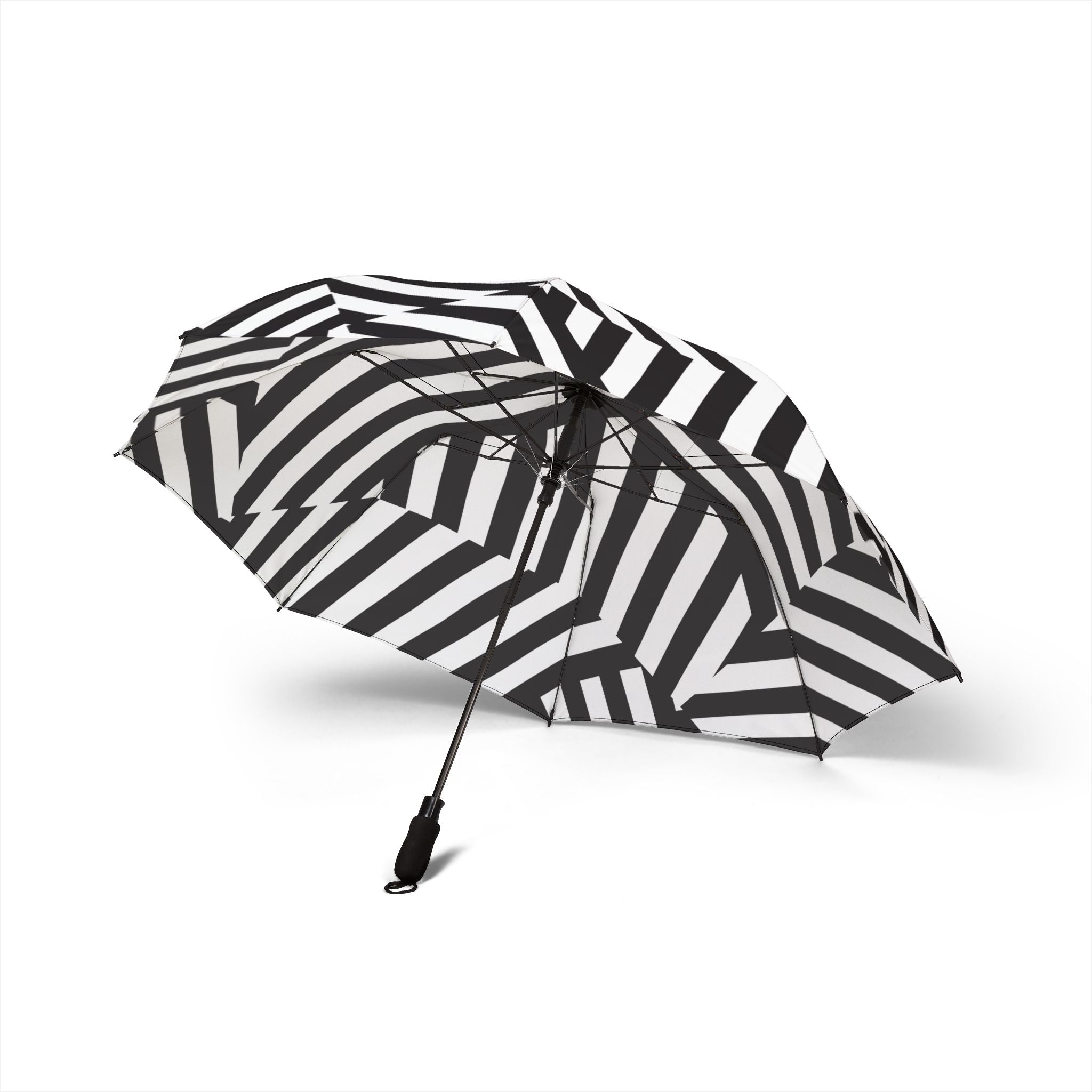 Black White Geometric Stripe Umbrella | Foldable Rain Umbrella