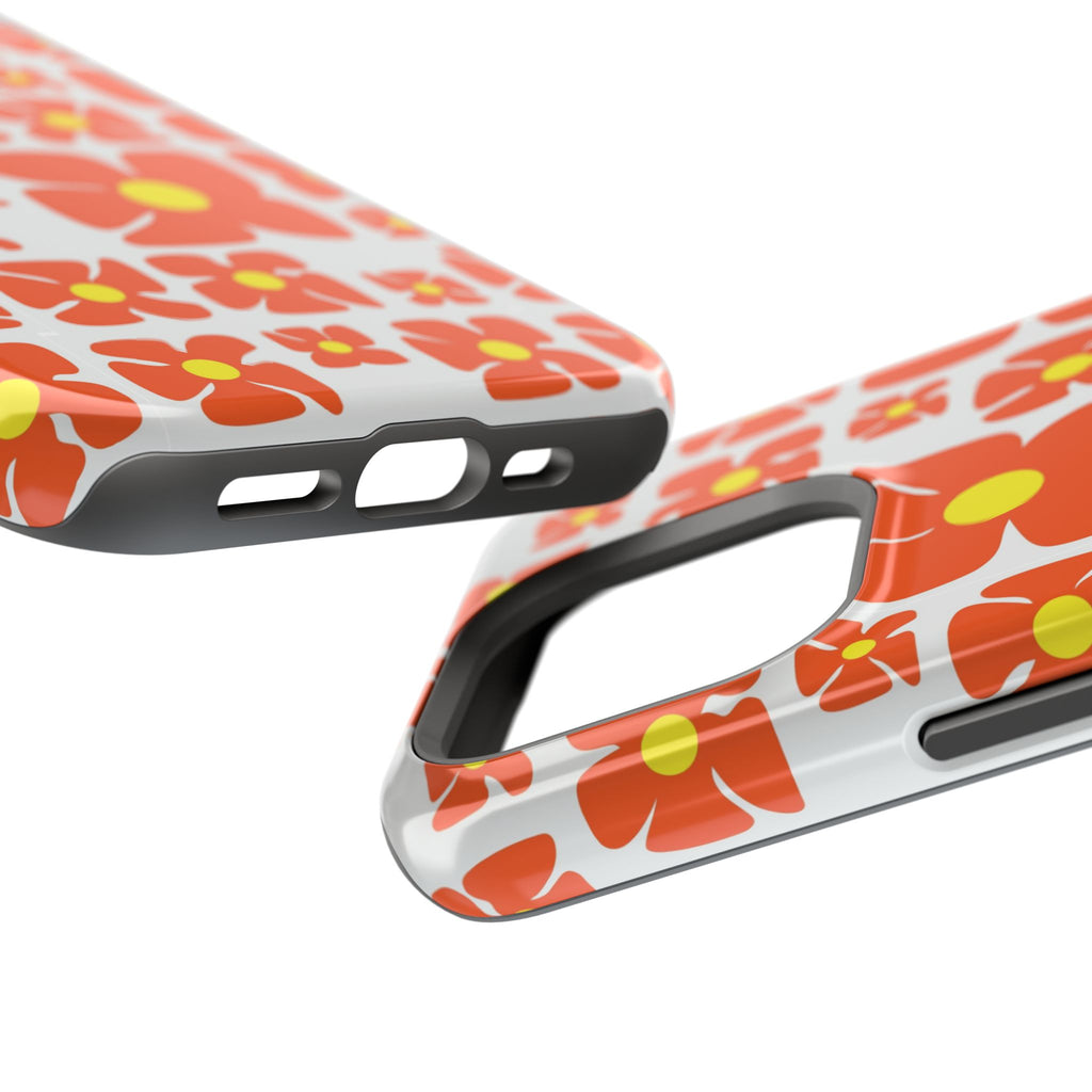 Retro Orange Floral Phone Case | Impact-Resistant Case