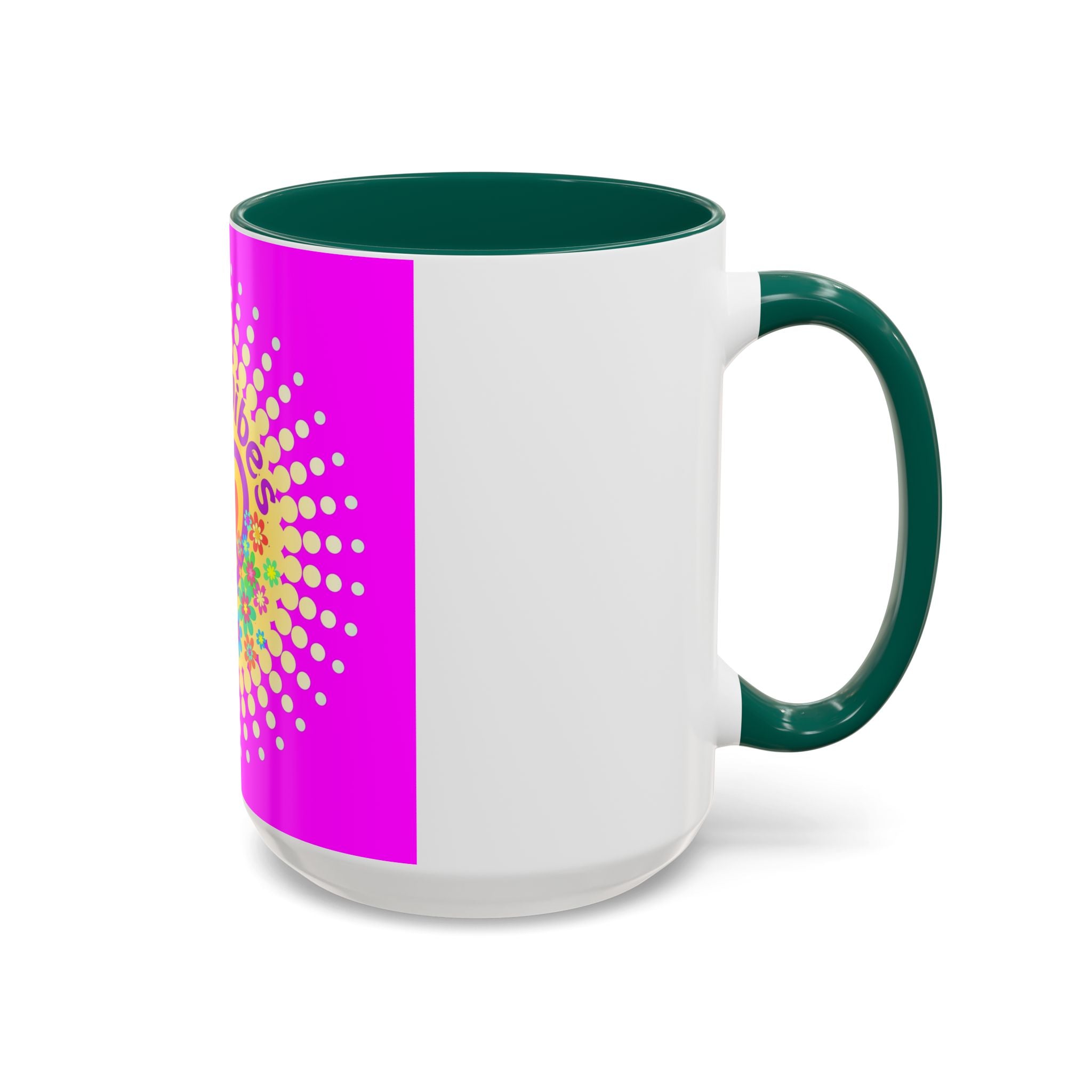 Good Vibes Peace Heart Floral Mug | Colorful 11oz 15oz Ceramic