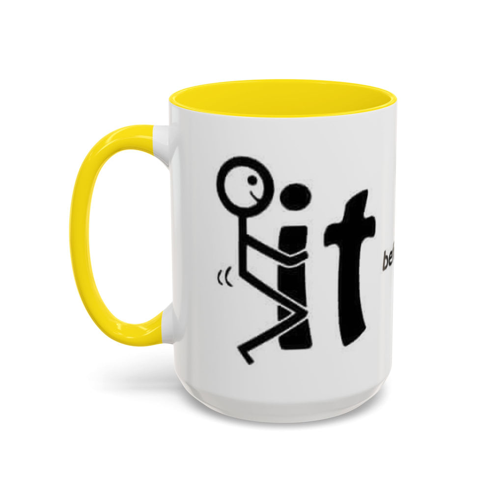 Sit Before It Mug | Funny Stick Figure Coffee Cup, Morning Routine Accent Mug