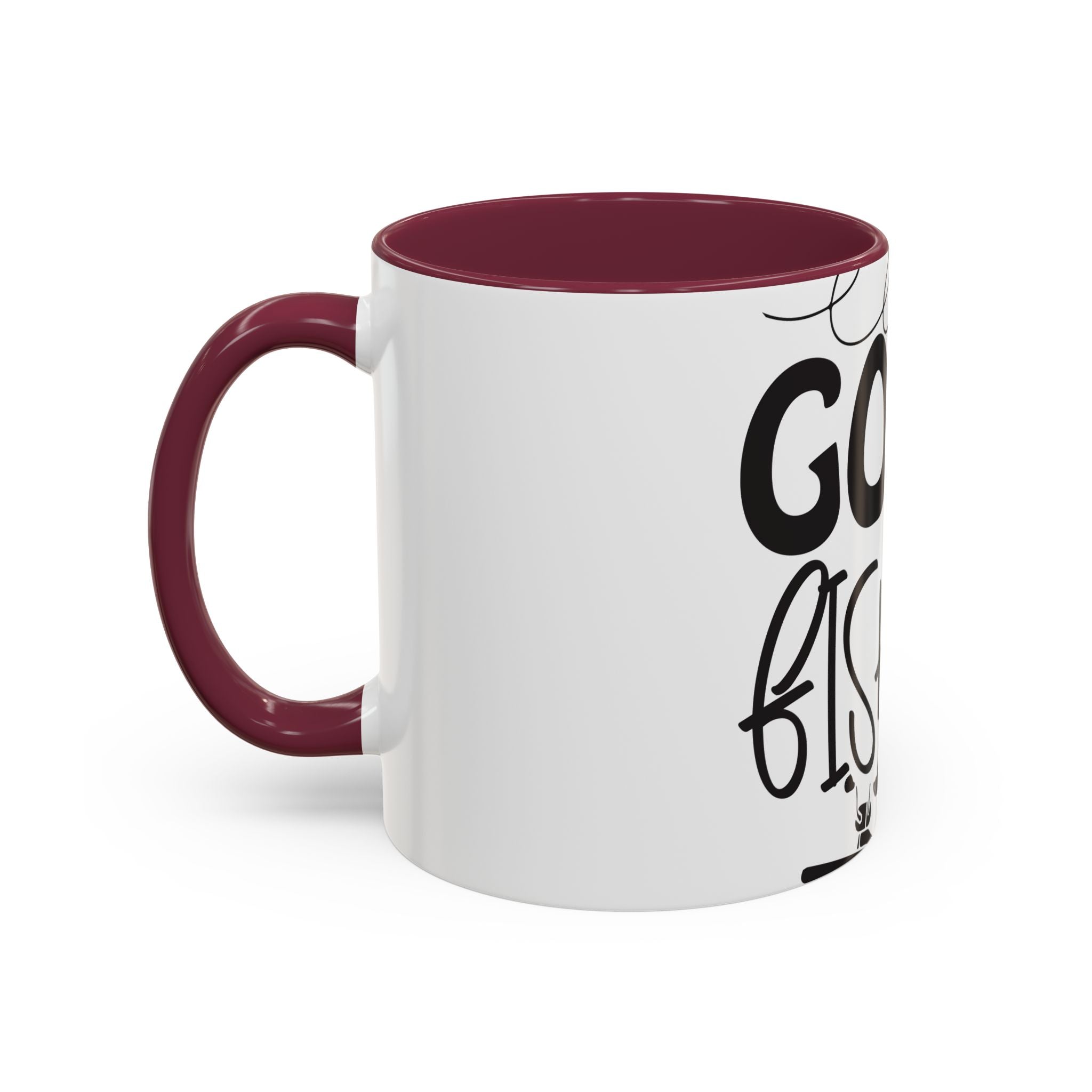Gone Fishing mug | Fishing typography coffee mug, black handle and rim