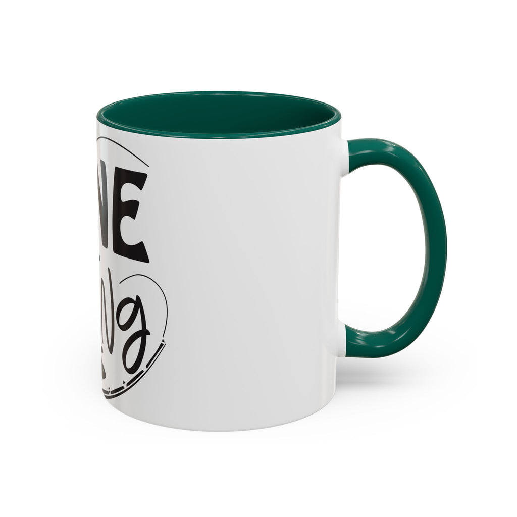 Gone Fishing mug | Fishing typography coffee mug, black handle and rim