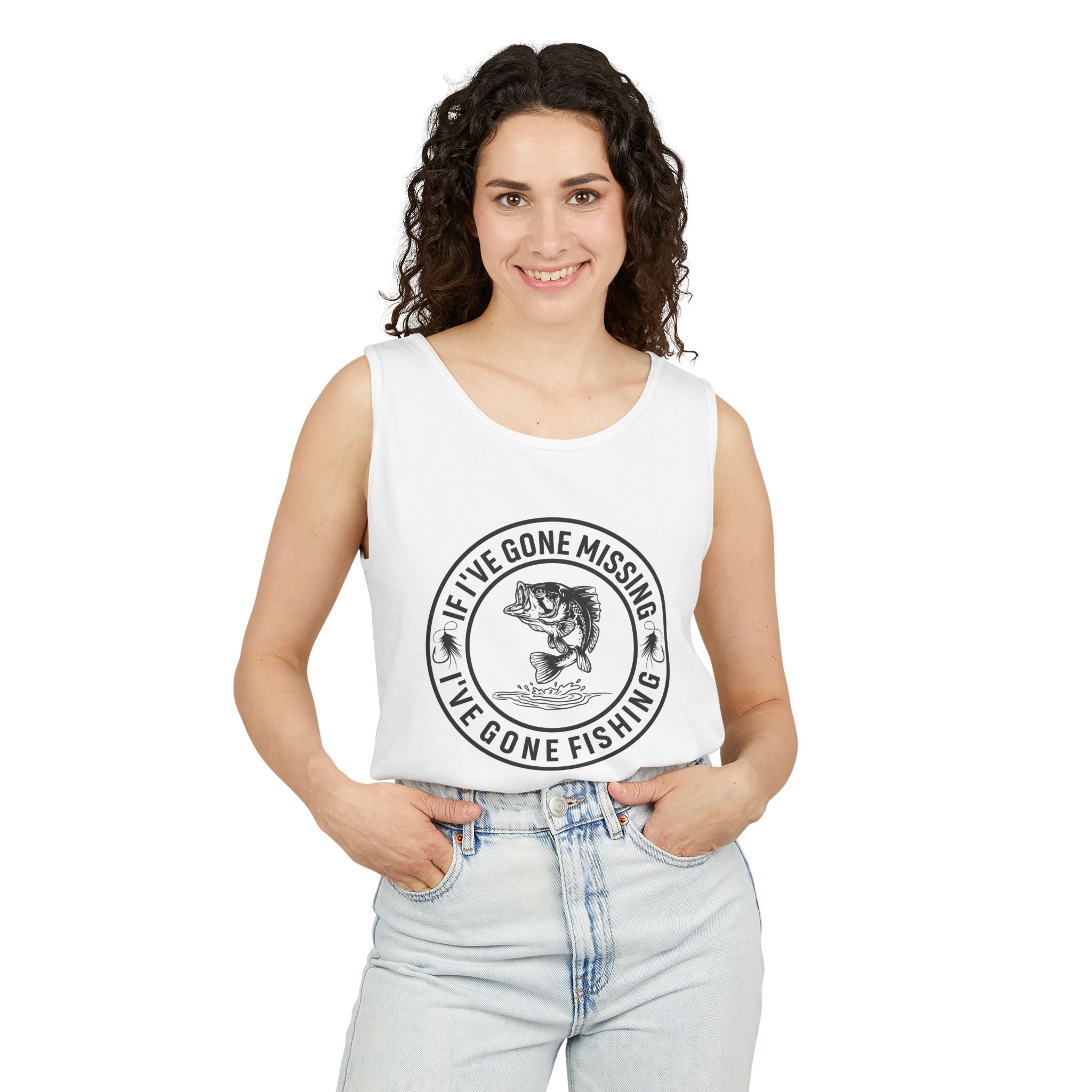 I've Gone Missing I've Gone Fishing Tank Top | Bass Fishing Graphic