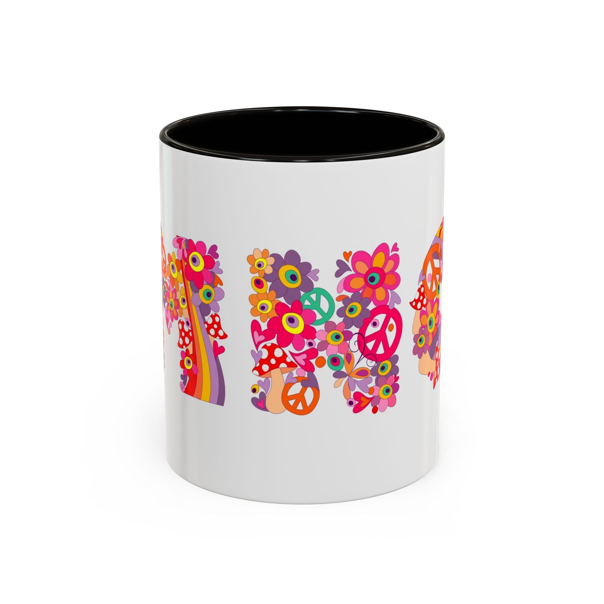 Retro Peace Flower Power Mug | Colorful 70s Hippie Design