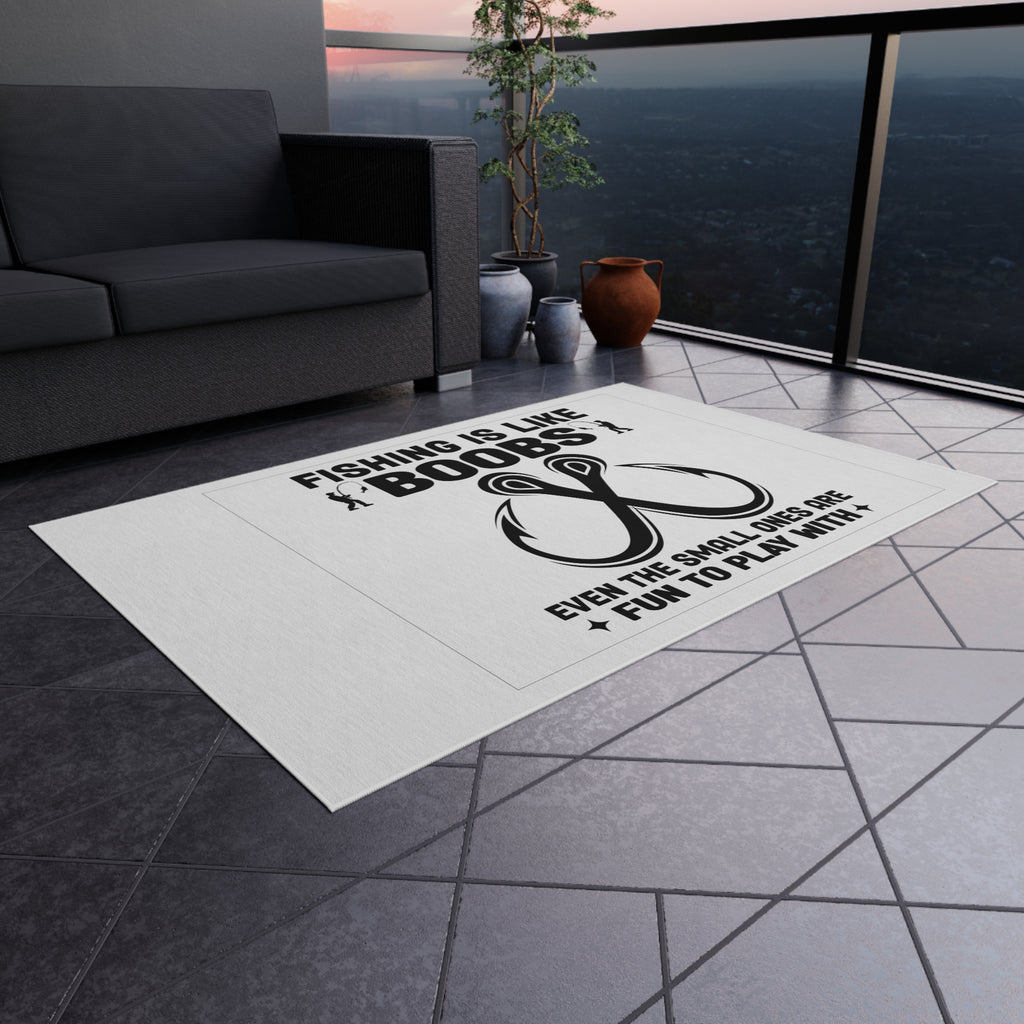 Fishing Is Like Boobs Outdoor Rug | Funny Fishing Hook Graphic