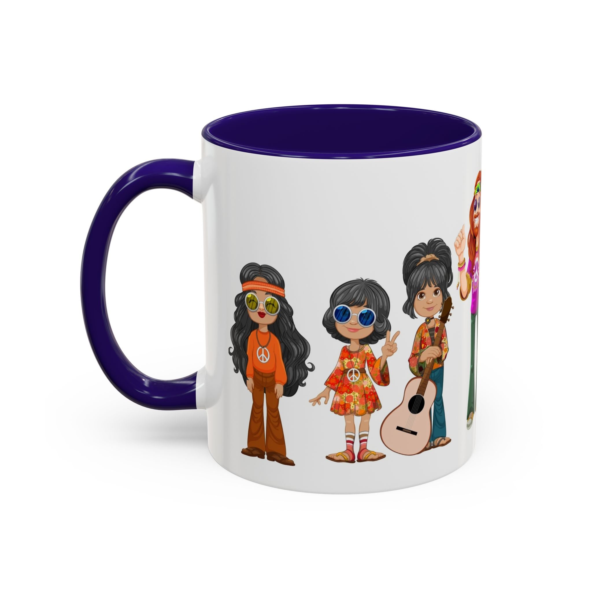 Retro Hippie Characters Mug | 11oz or 15oz Color Accent Ceramic
