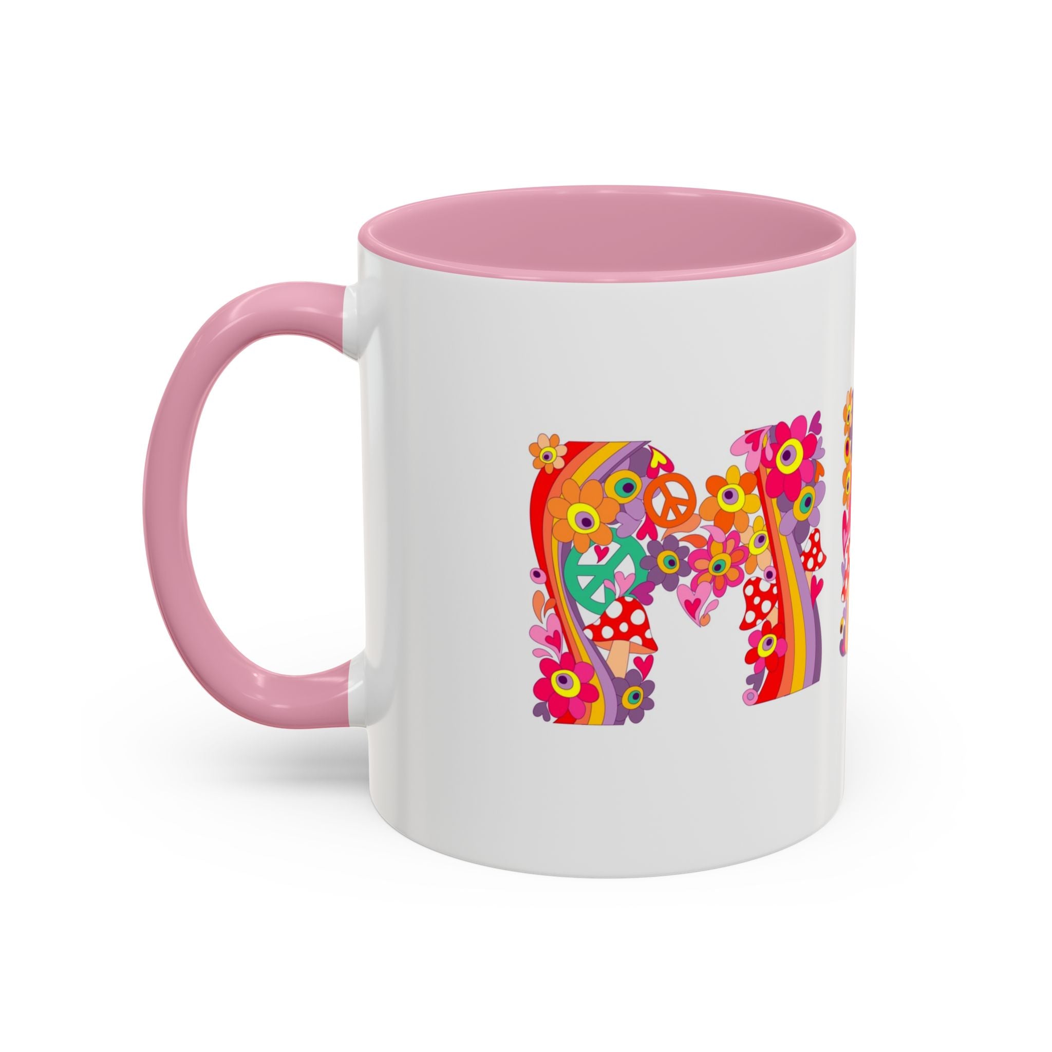 Retro Peace Flower Power Mug | Colorful 70s Hippie Design