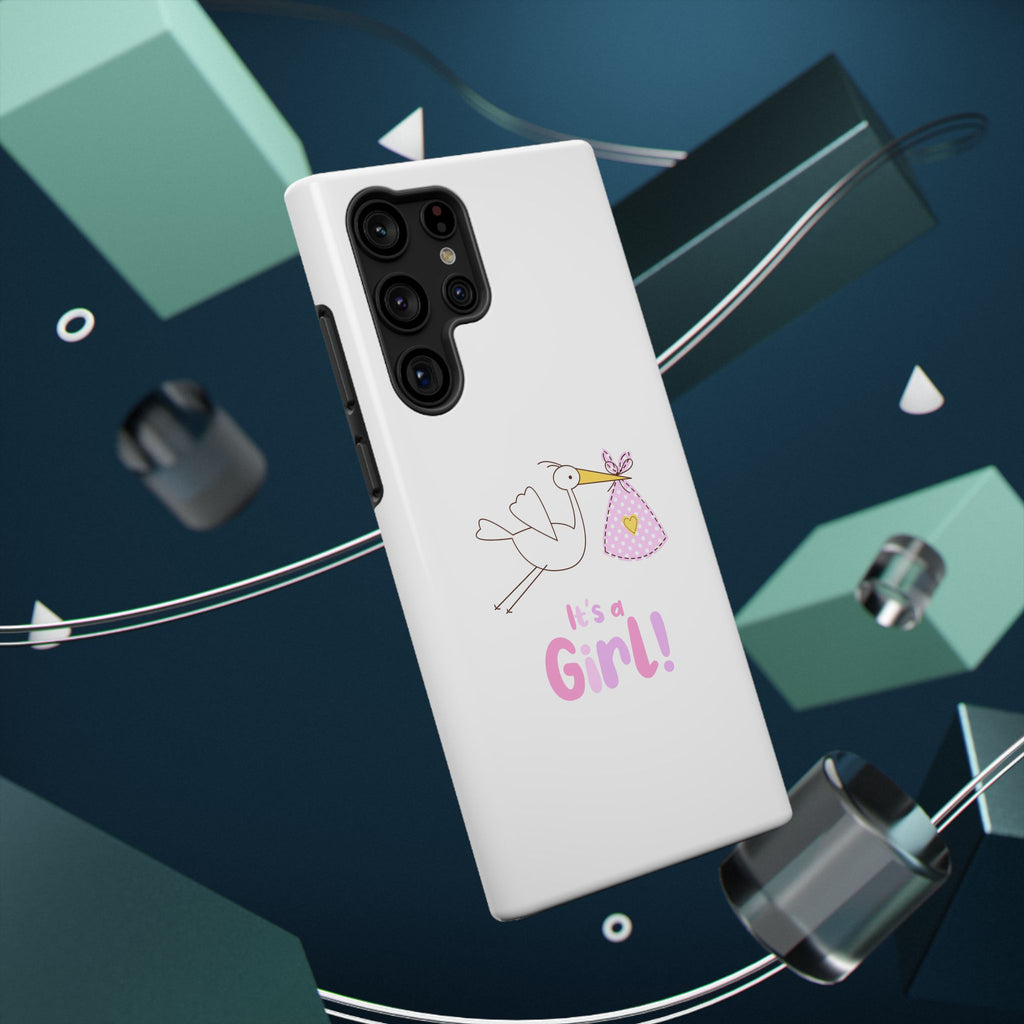 Phone Case - "It's a Girl!" Stork Baby Announcement Impact-Resistant Case