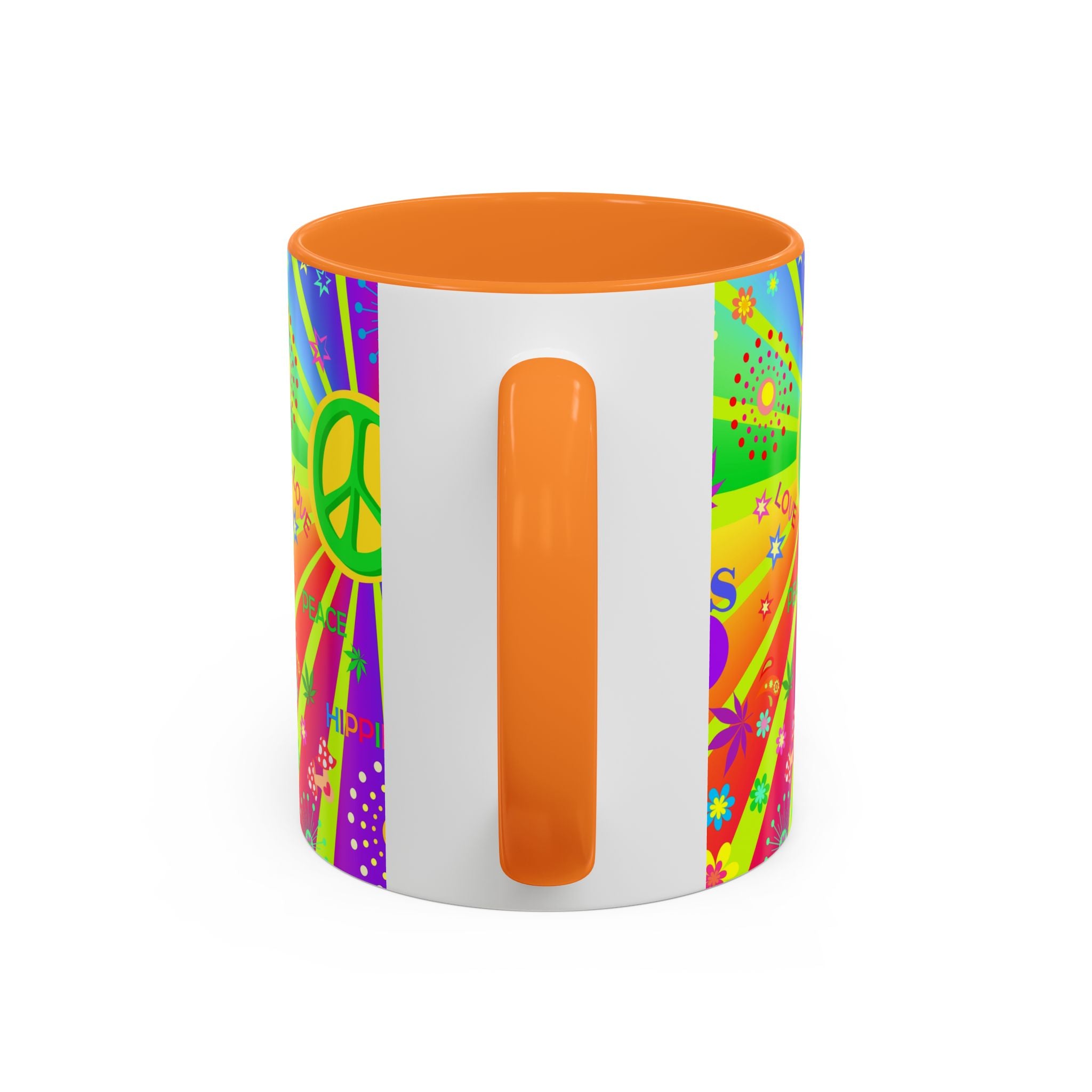 70s Peace Sign Psychedelic Mug | Retro Hippie Rainbow Coffee Cup