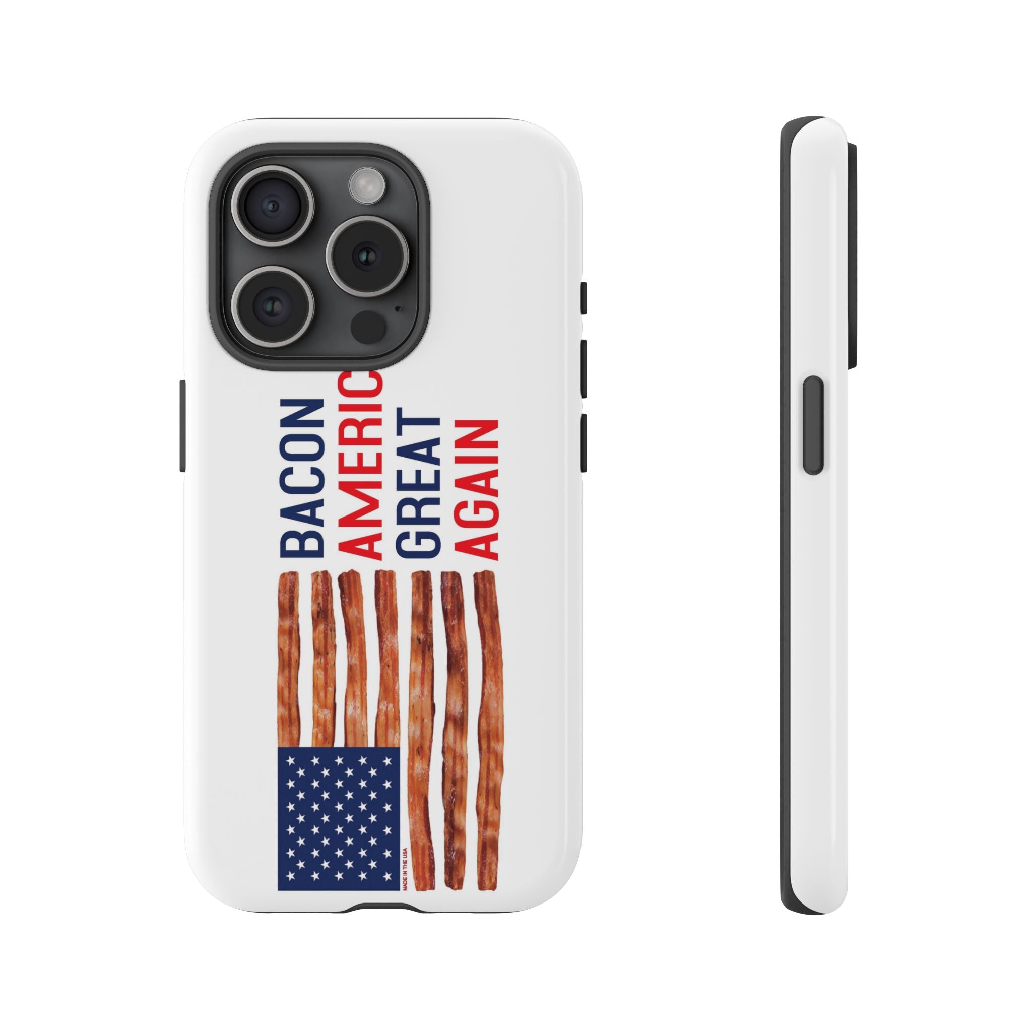 Bacon American Great Again phone case | patriotic bacon flag iPhone case