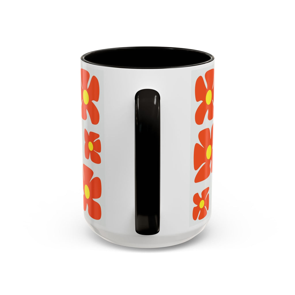 Retro Orange Flower Pattern Mug | 11oz 15oz Colorful Ceramic