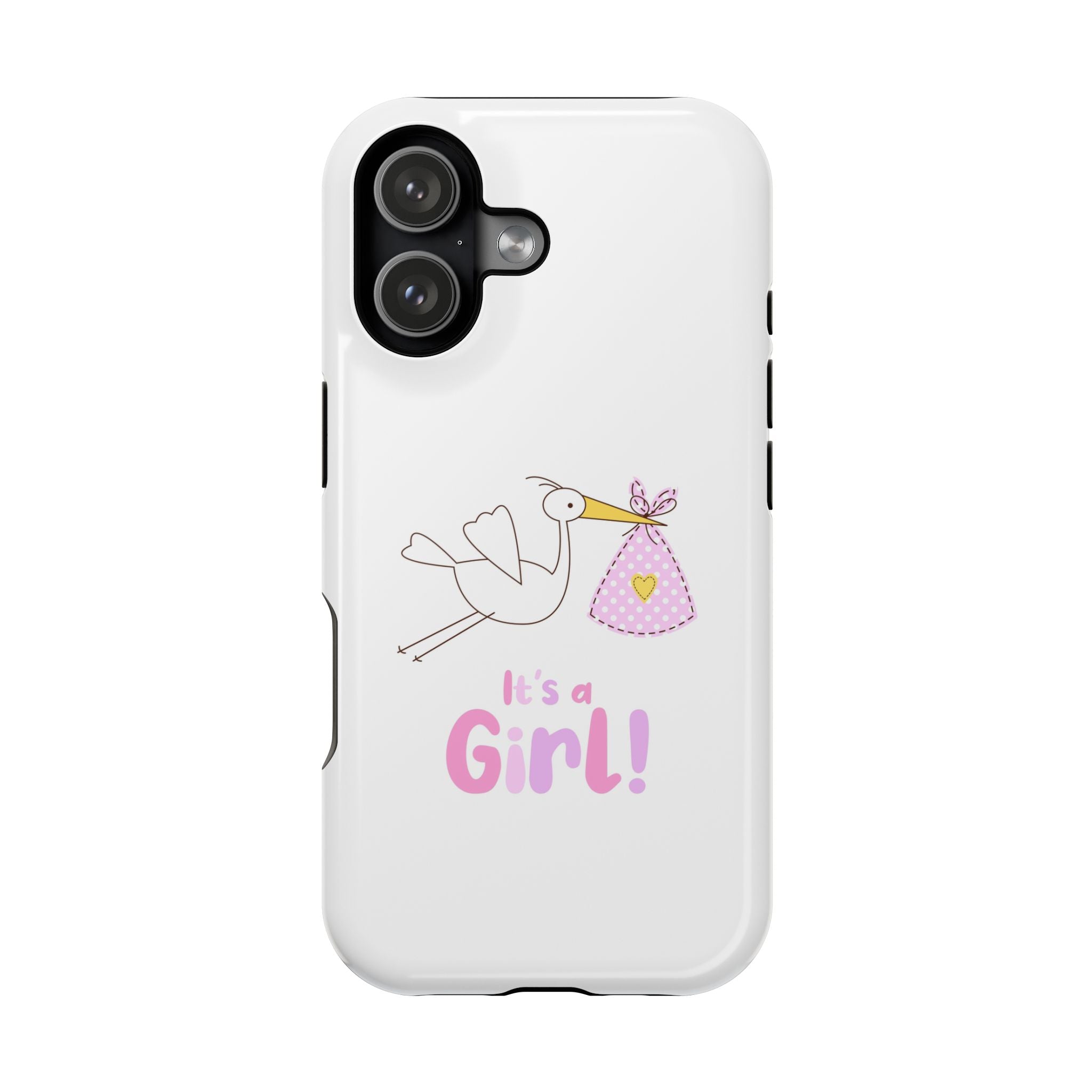 Stork carrying bundle "It's a Girl!" Phone Case | Impact-Resistant Case