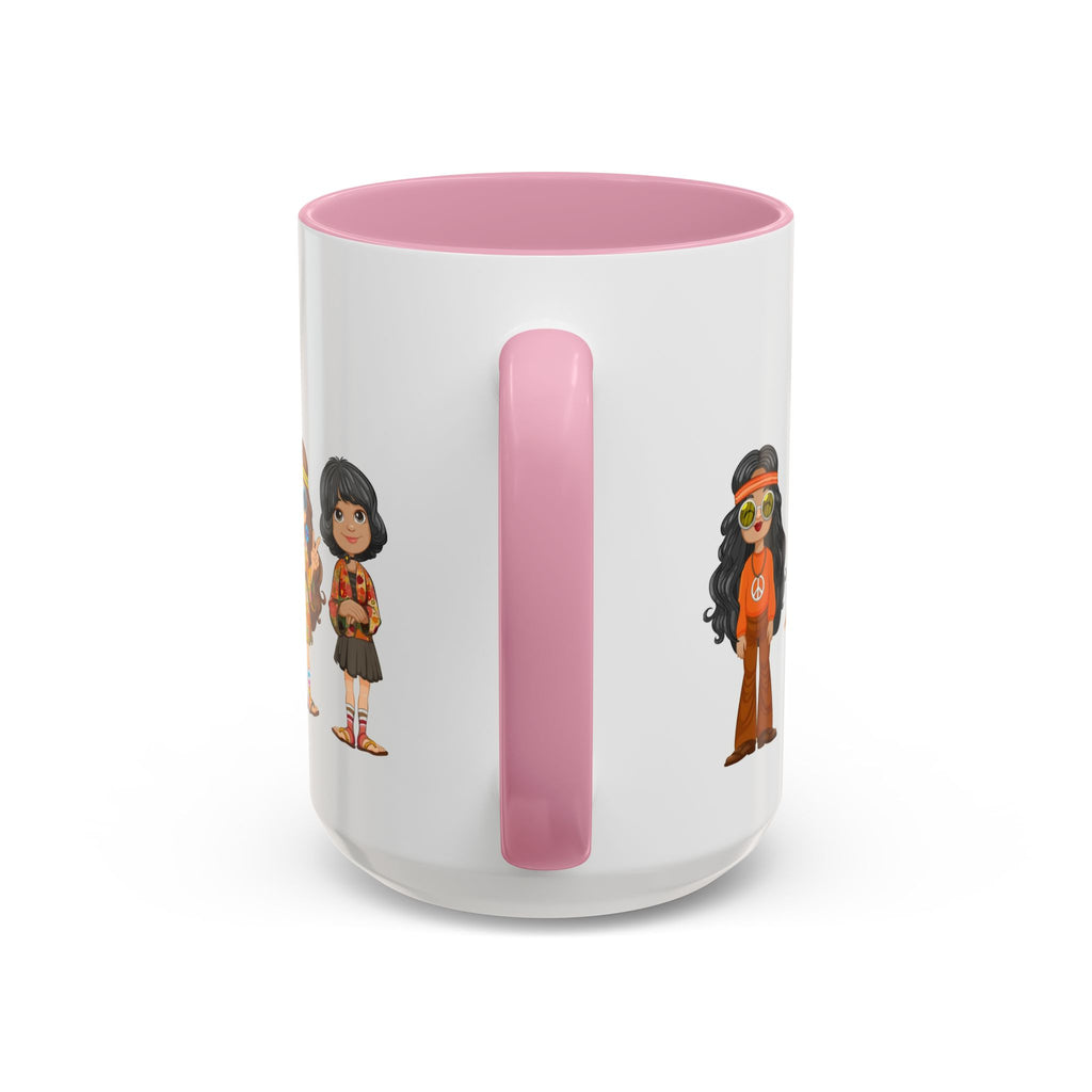 Retro Hippie Characters Mug | 11oz or 15oz Color Accent Ceramic