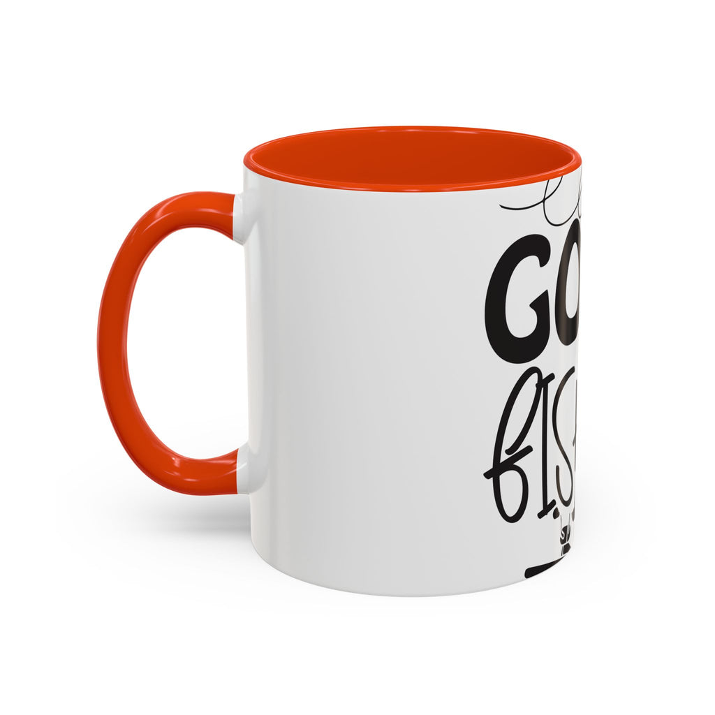 Gone Fishing mug | Fishing typography coffee mug, black handle and rim