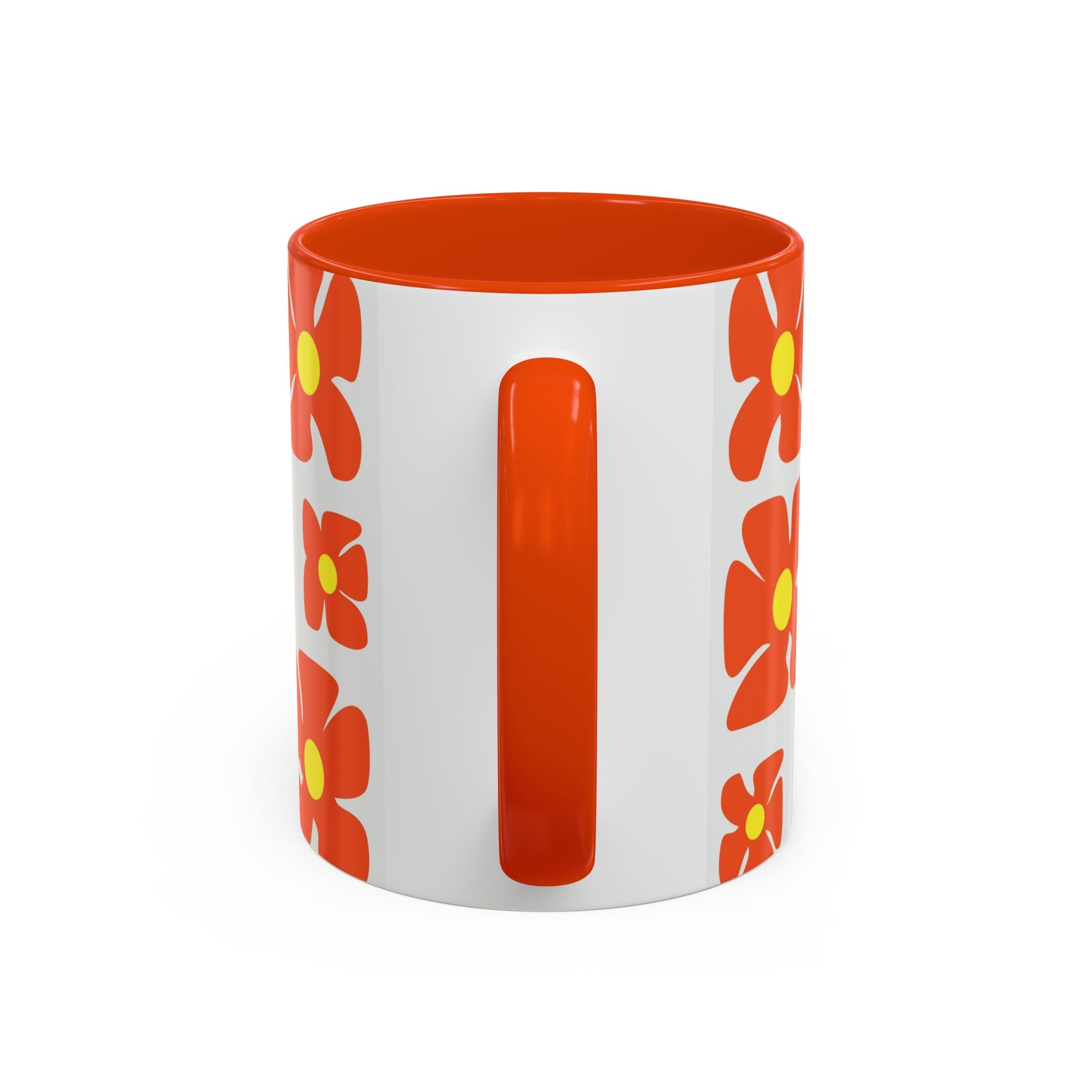 Retro Orange Flower Pattern Mug | 11oz 15oz Colorful Ceramic