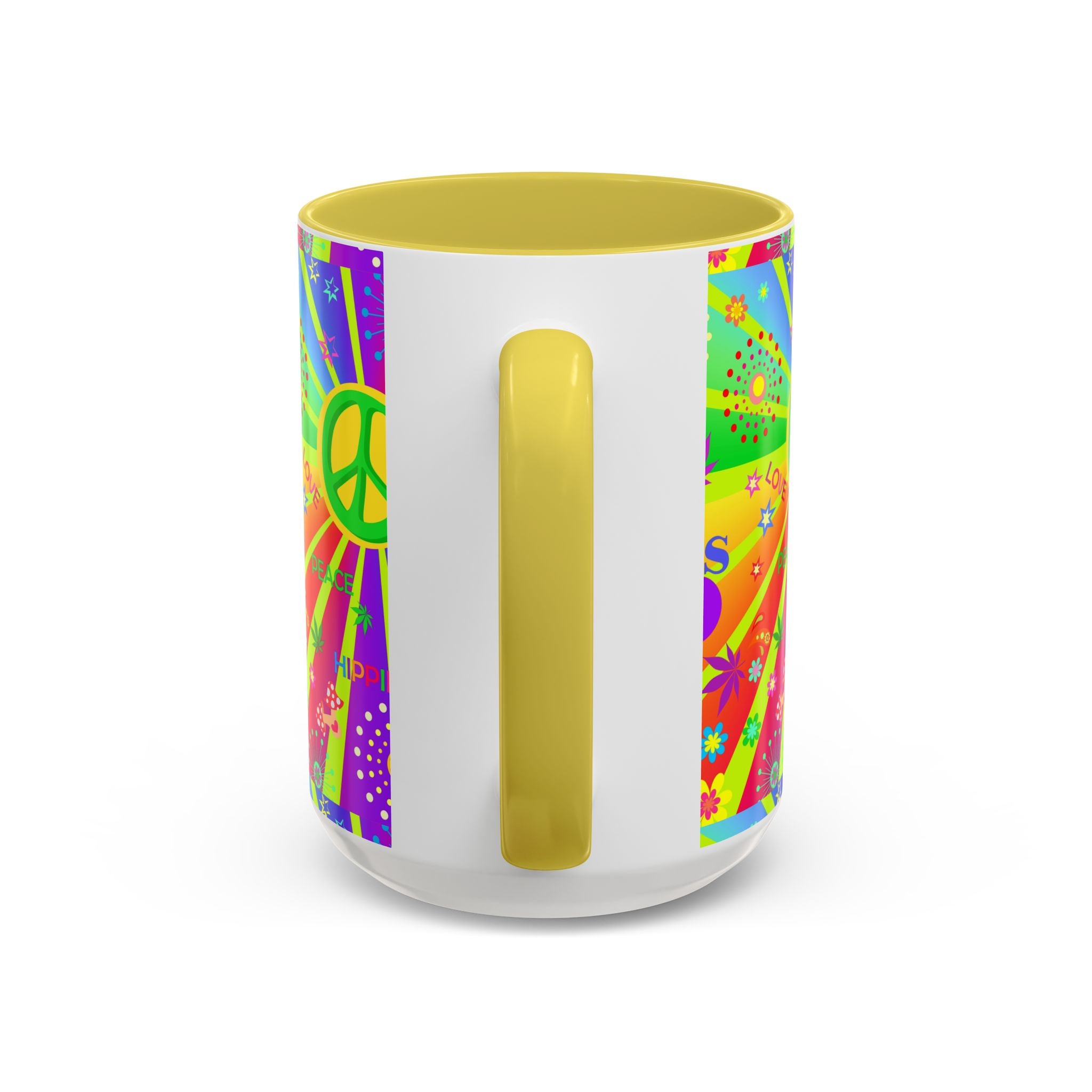 70s Peace Sign Psychedelic Mug | Retro Hippie Rainbow Coffee Cup