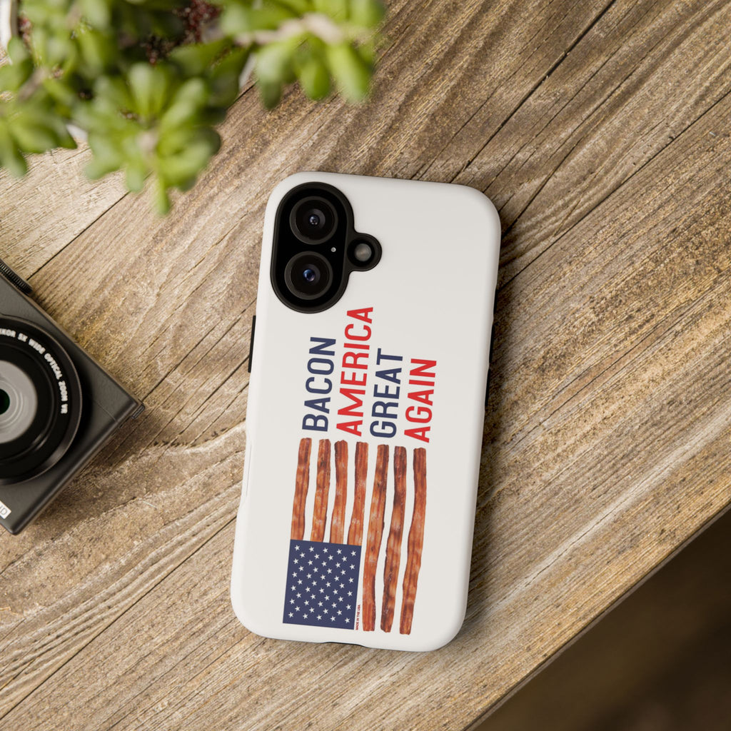 Bacon American Great Again phone case | patriotic bacon flag iPhone case