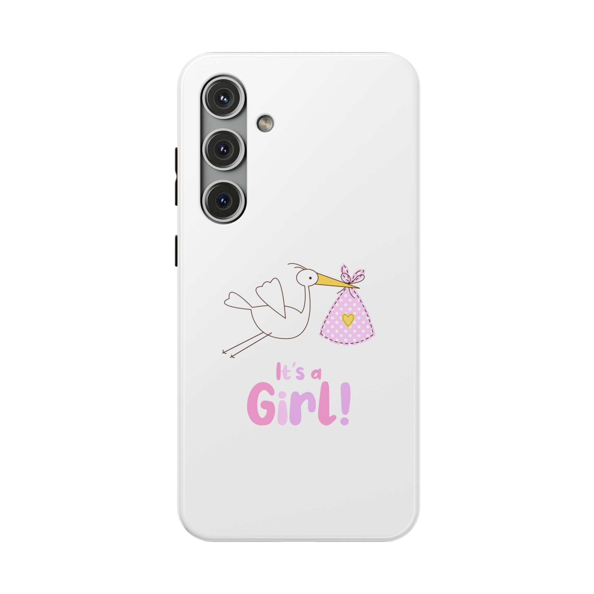 Phone Case - "It's a Girl!" Stork Baby Announcement Impact-Resistant Case