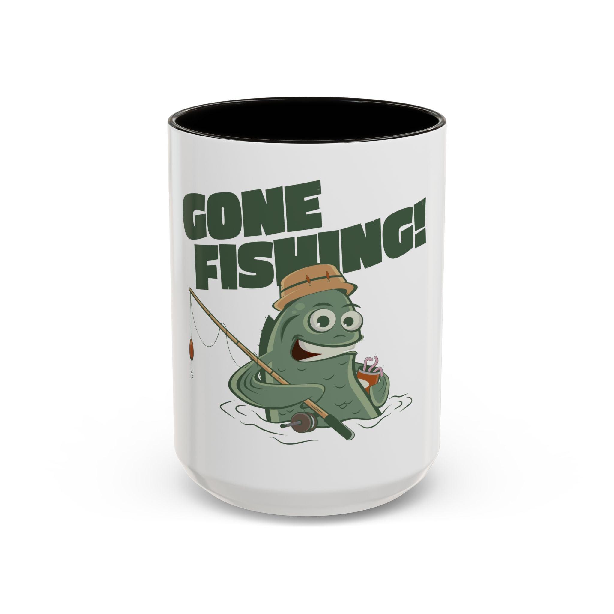 Gone Fishing fish character Mug | 11oz 15oz colorful ceramic