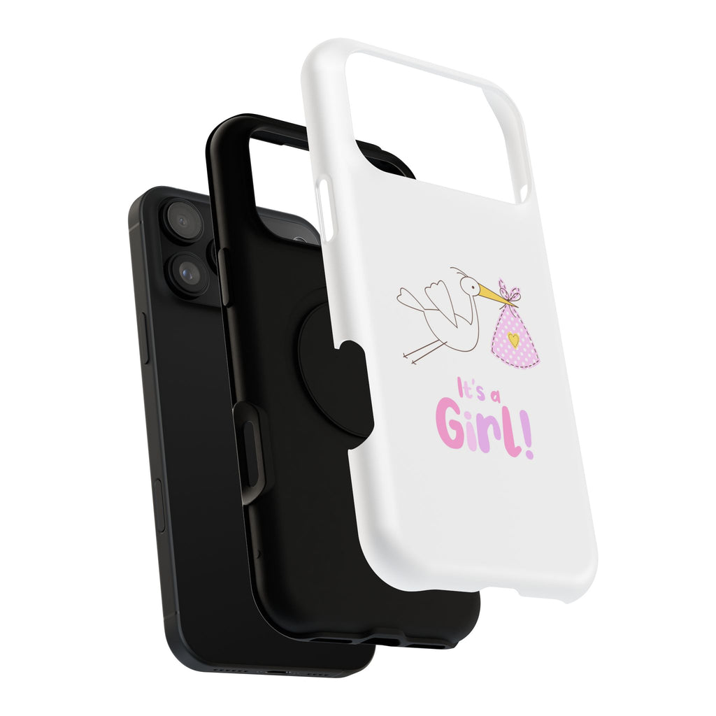Phone Case - "It's a Girl!" Stork Baby Announcement Impact-Resistant Case