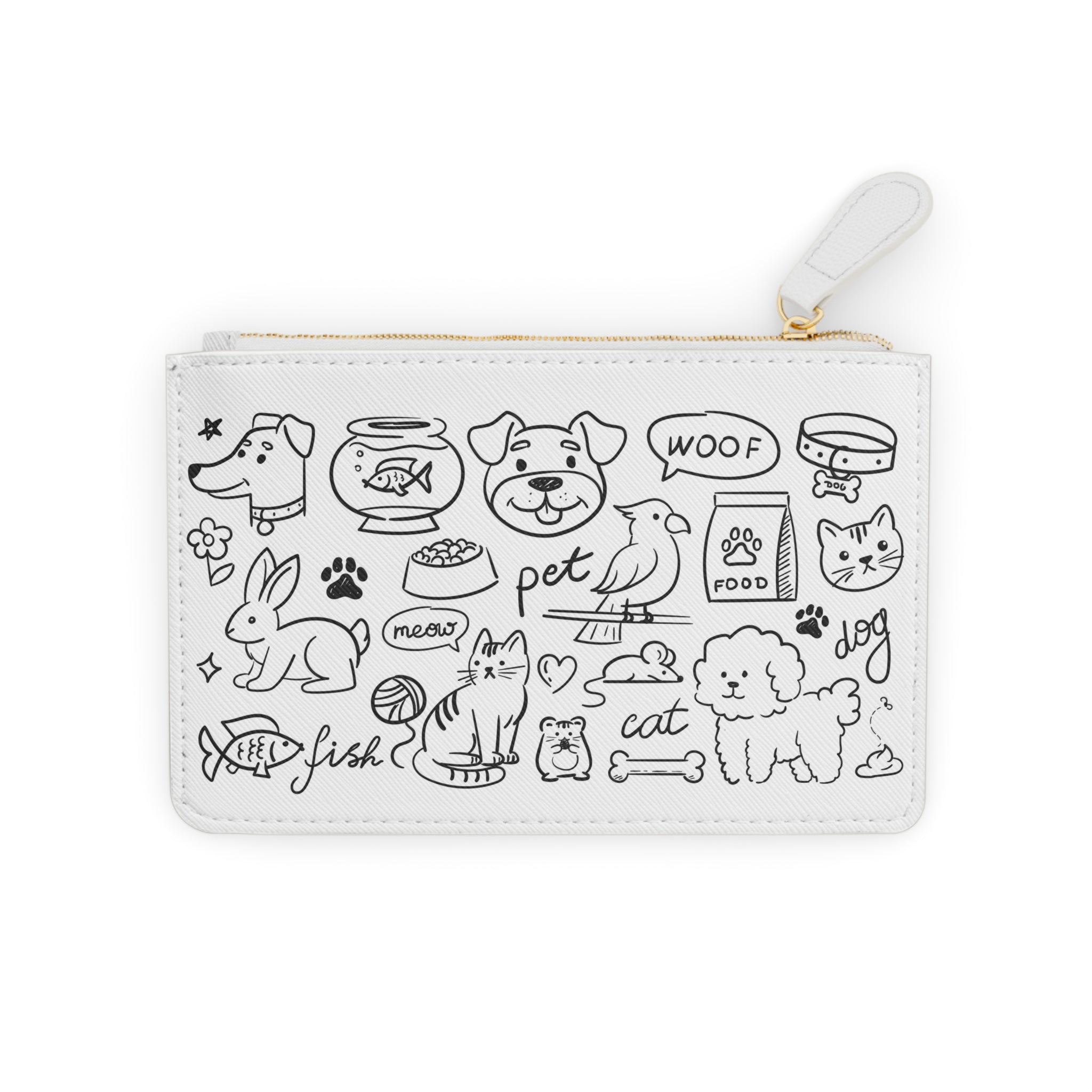Pet Doodles Mini Clutch Bag | Cat Dog Rabbit Fish Illustrated Pouch