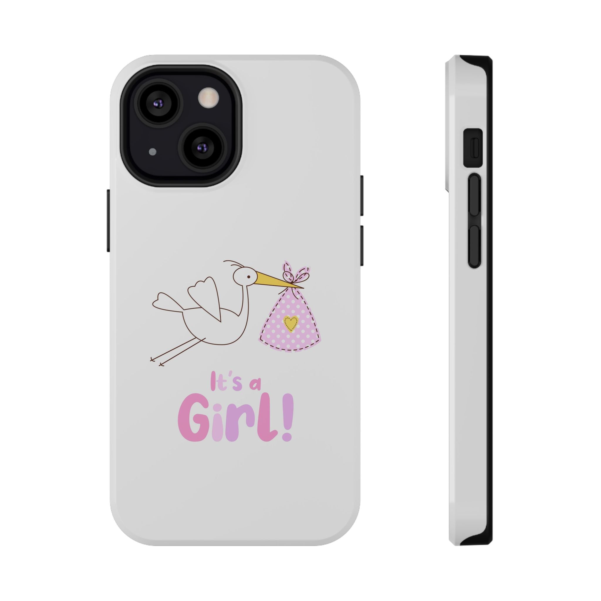 Phone Case - "It's a Girl!" Stork Baby Announcement Impact-Resistant Case