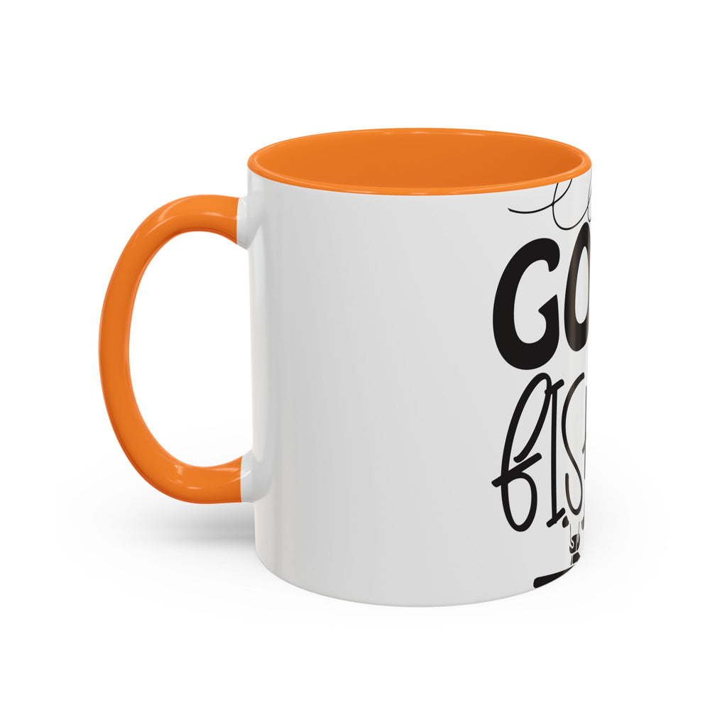 Gone Fishing mug | Fishing typography coffee mug, black handle and rim