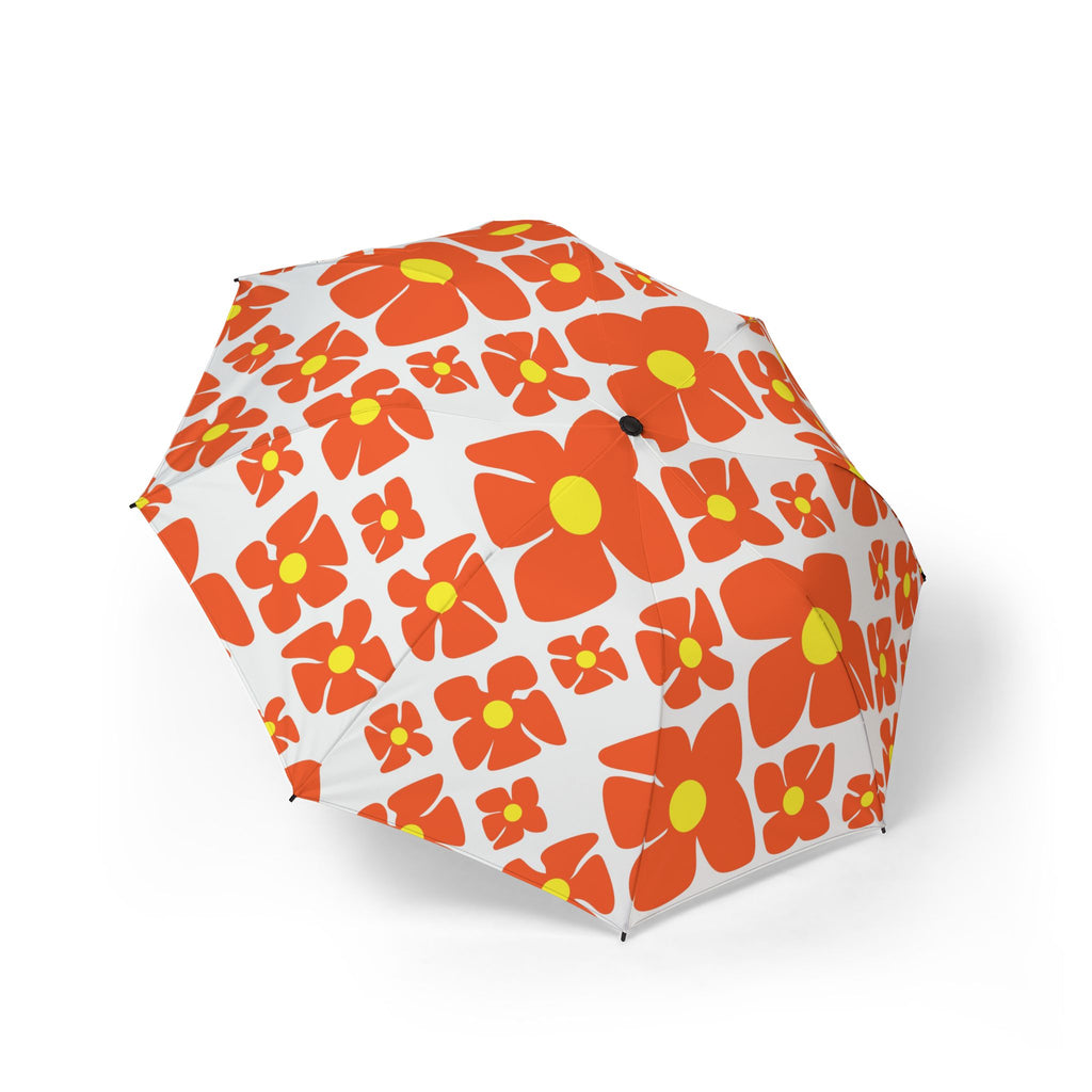 Retro Orange Daisy Pattern Umbrella | Foldable Rain Parasol